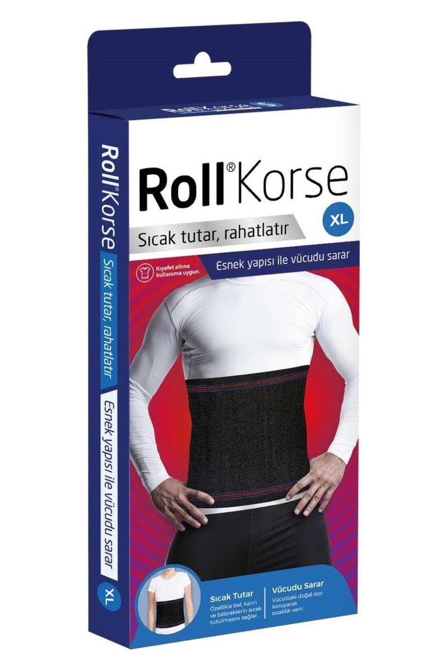 RollRoll Korse xLarge - SiyahRoll Yün Korse XL | Isı ve Bel Desteği