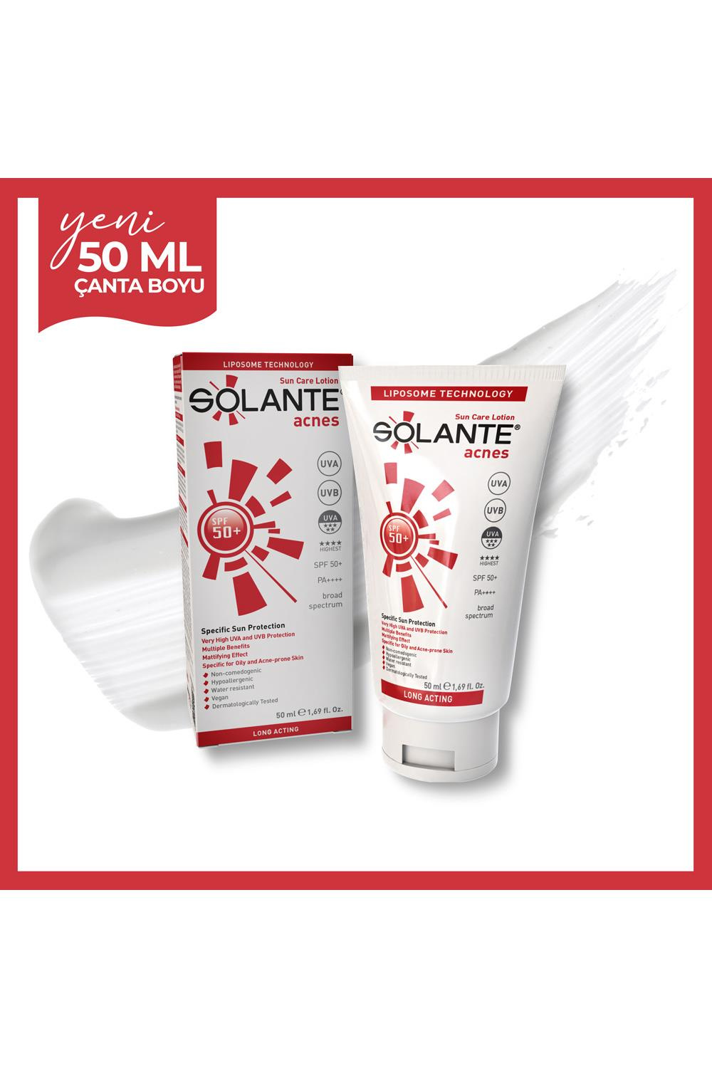 SolanteSolante Acnes Lotion SPF 50+ 50 mlSolante Acnes Güneş Koruyucu Losyon SPF50+ | Yağsız Formül