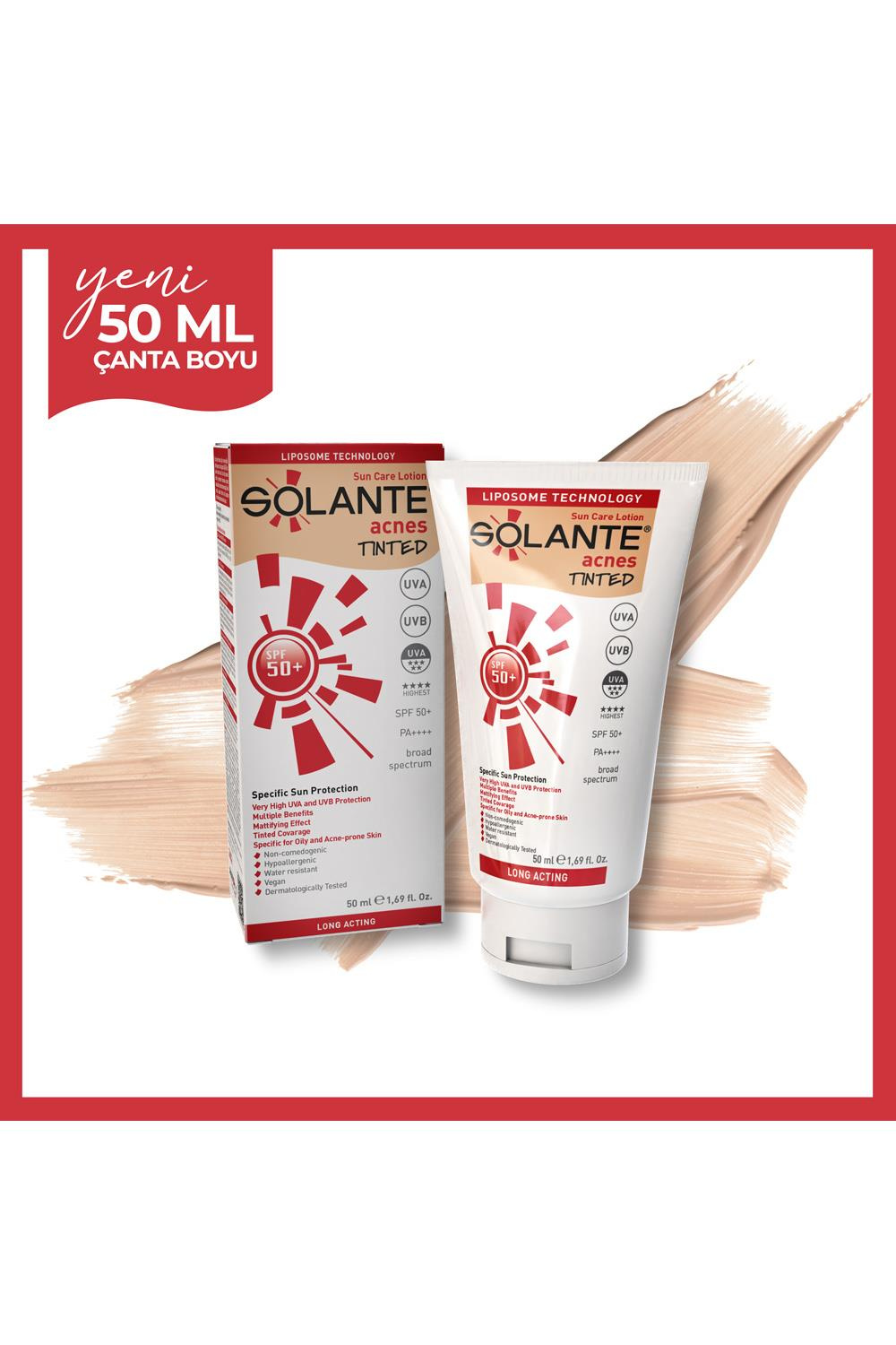 SolanteSolante Acnes Tinted Lotion SPF 50+ 50 mlSolante Acnes Renkli Güneş Losyonu SPF50+ | Akne Eğilimli Ciltler