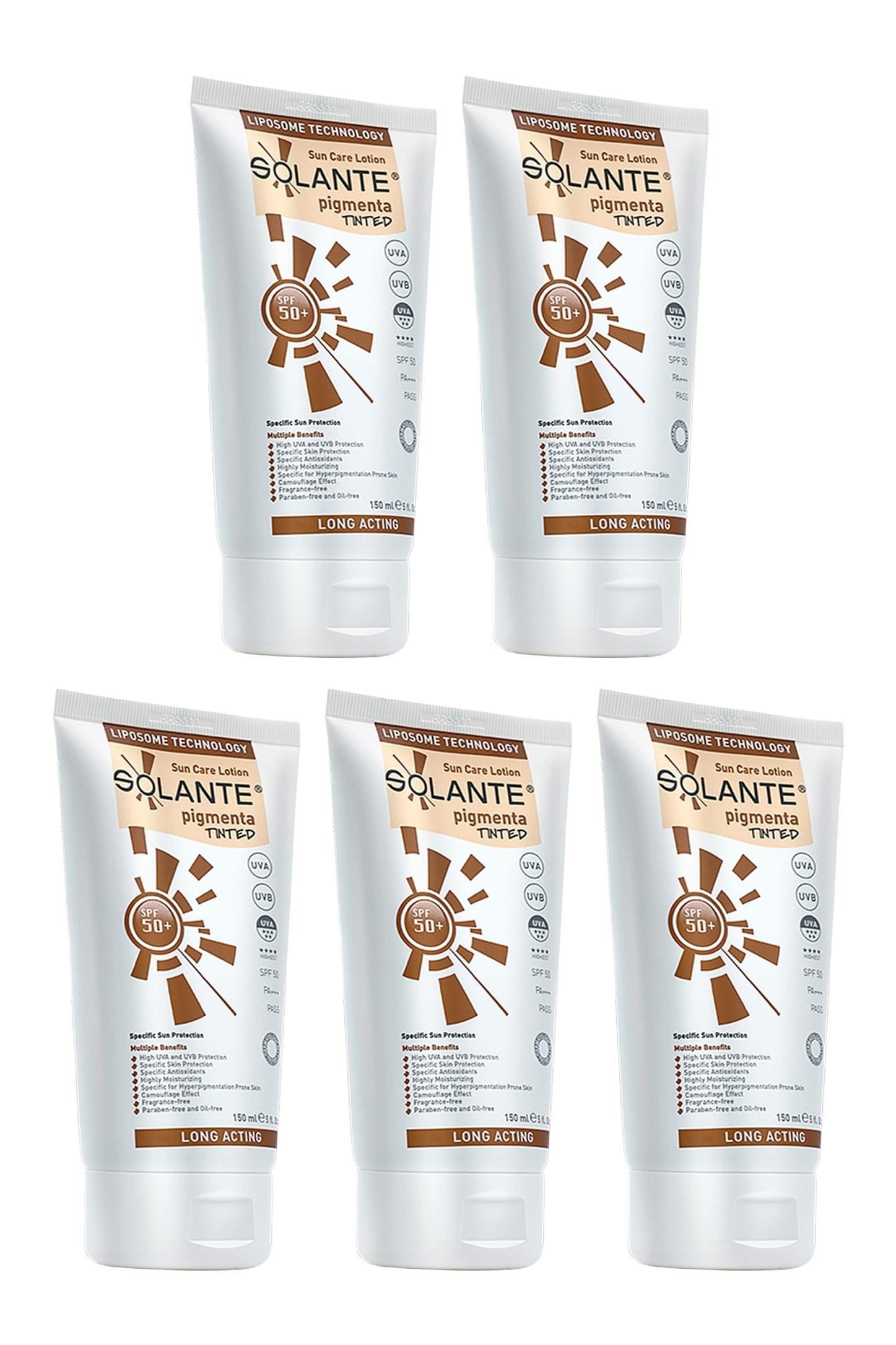 SolanteSolante Pigmenta Tinted Renkli Güneş Losyonu SPF 50+ 150 ml 5'liSolante Pigmenta Sun Care Lotion Tinted SPF50+ 150 ml Fiyatı ve Özellikleri | Mutlufiyatlar