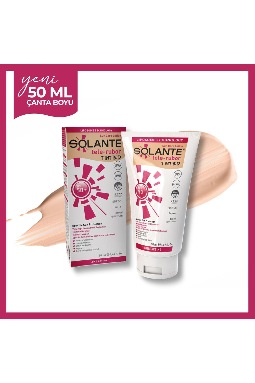 SolanteSolante Tele-Rubor Tinted Güneş Losyonu SPF 50+ 50 mlSolante Telerubor SPF50+ | Kızarıklık Karşıtı Renkli Güneş Koruyucu