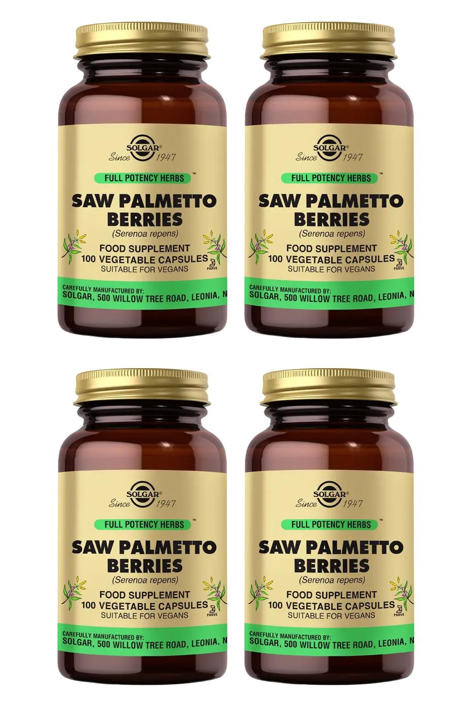 SolgarSolgar Saw Palmetto Berries 100 Kapsül 4'lüSolgar Saw Palmetto Berries 100 Kapsül – Doğal Prostat ve Saç Desteği