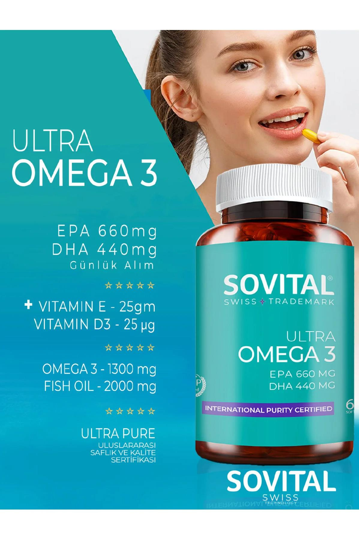 SovitalSovital Ultra Omega 3 1000 mg EPA 660 mg DHA 440 mg 60 AdetSovital Premium Omega 3 1000 mg 60 Kapsül Fiyatı ve Özellikleri | Mutlufiyatlar
