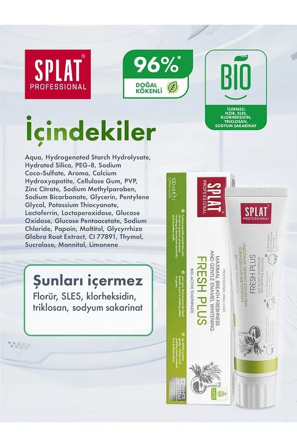 SplatSplat Professional Fresh Plus Diş Macunu 100 mlSplat Fresh Plus Macun 100 ml Fiyatı ve Özellikleri | Mutlufiyatlar