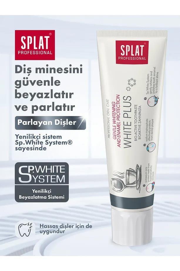 SplatSplat Professional White Plus Beyaz Diş Macunu 100 ml 3'lüSplat White Plus Beyaz Diş Macunu 100 ml Fiyatı ve Özellikleri | Mutlufiyatlar