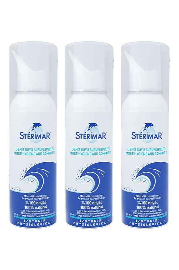 SterimarSterimar Deniz Suyu Burun Spreyi 50 ml 3'lüSterimar Deniz Suyu Burun Spreyi 50 ml Fiyatı ve Özellikleri | Mutlufiyatlar