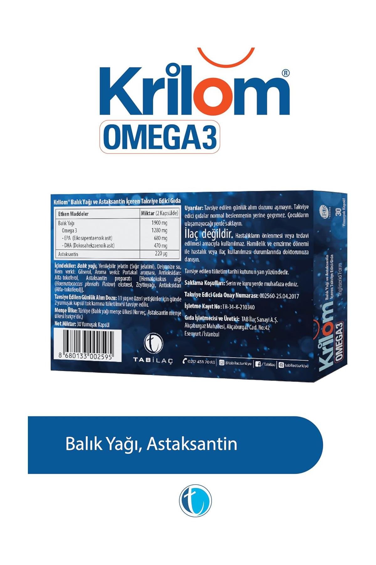 Tab İlaçKrilom Omega 3 30 Yumuşak KapsülKrilom Omega-3 30 Yumuşak Kapsül Fiyatı ve Özellikleri | Mutlufiyatlar