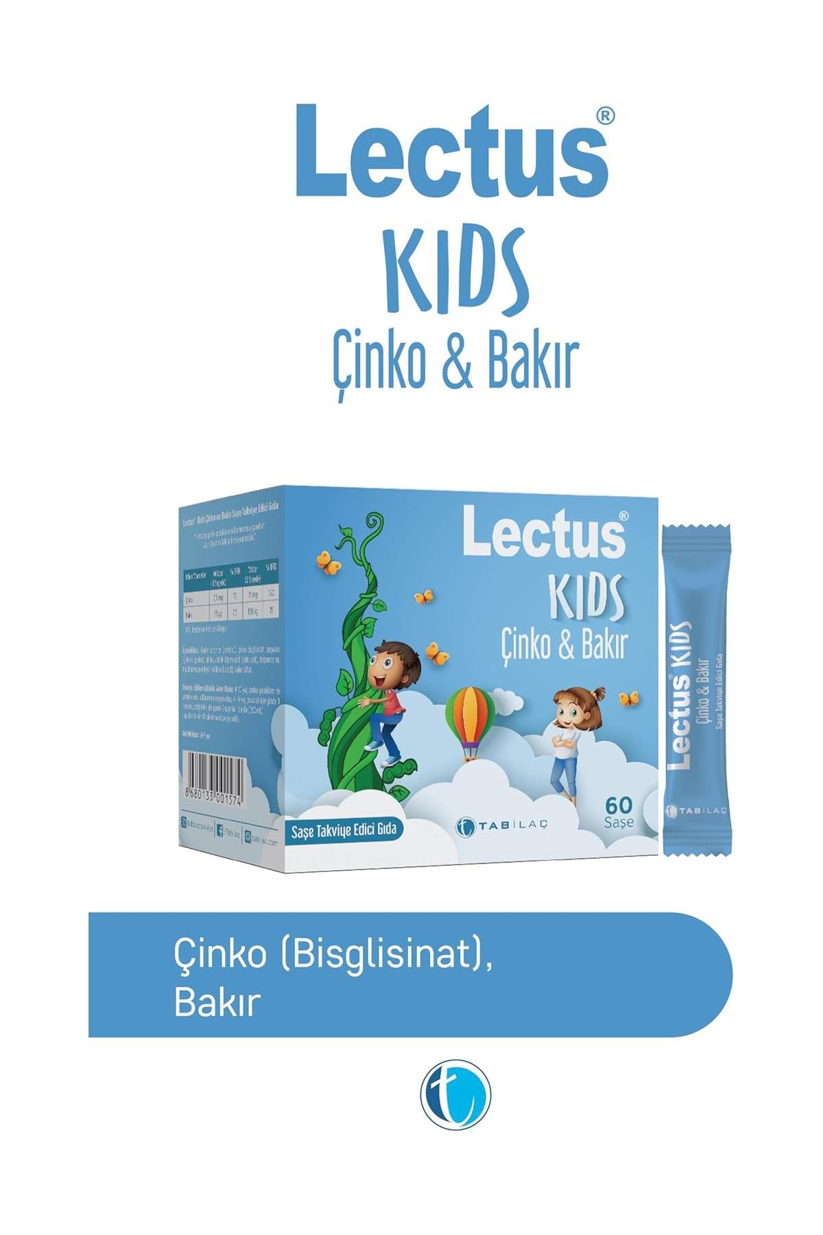 Tab İlaçLectus Kids Çinko & Bakır 60 ŞaseLectus Kids Çinko & Bakır 60 Saşe | Çocuklara Özel Bağışıklık Desteği
