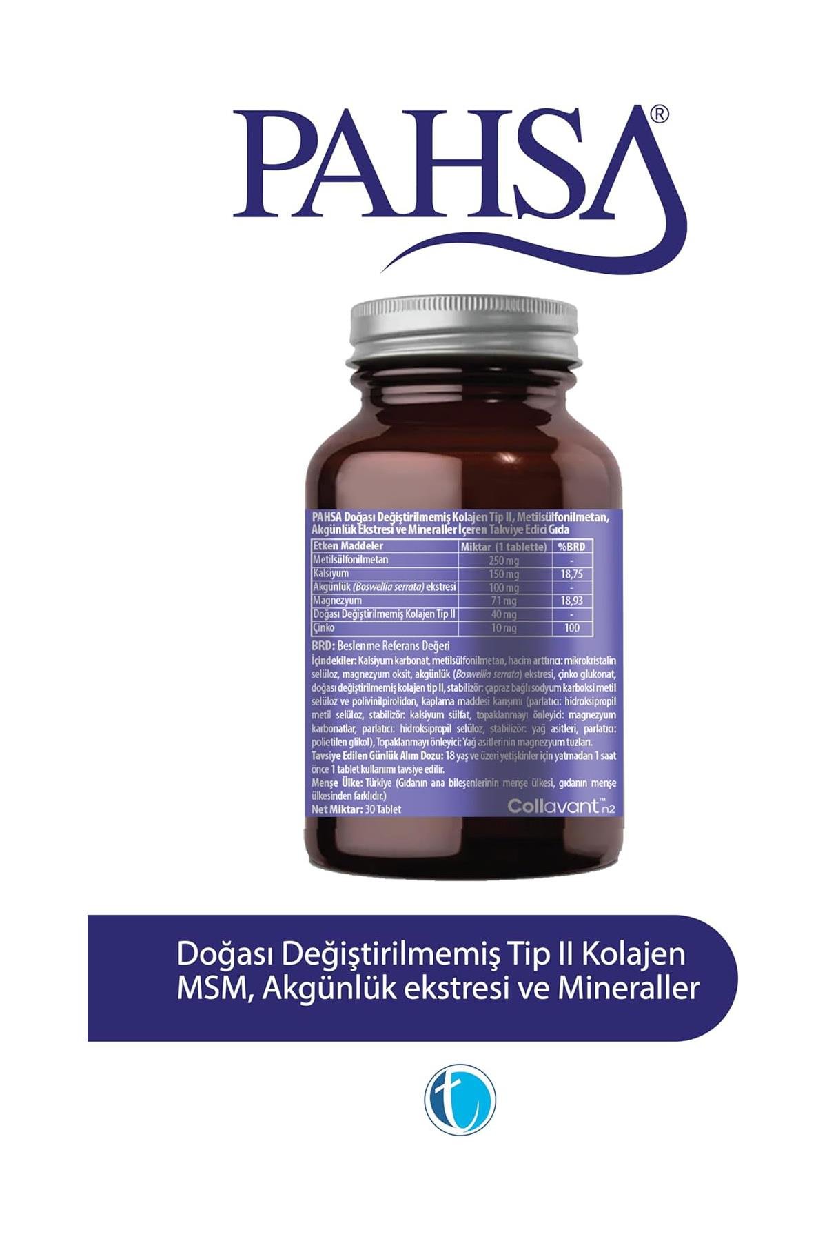 Tab İlaçPahsa Tip II Kolajen - 30 TabletPahsa Tip 2 Kolajen 30 Tablet | Eklem Desteği