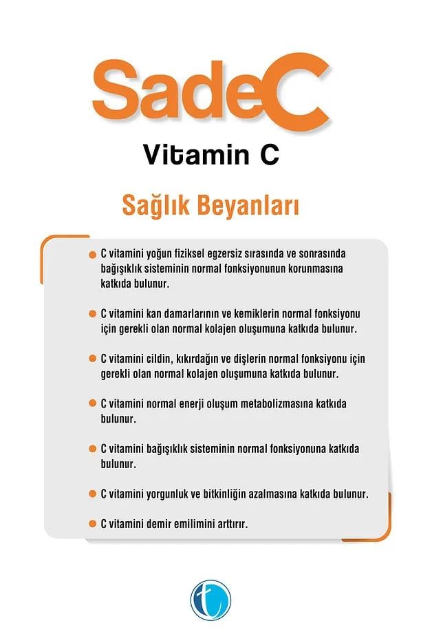 Tab İlaçSadeC Vitamin C 100 SaşeSadeC Vitamin C 100 Saşe | Bağışıklık Güçlendiren C Vitamini