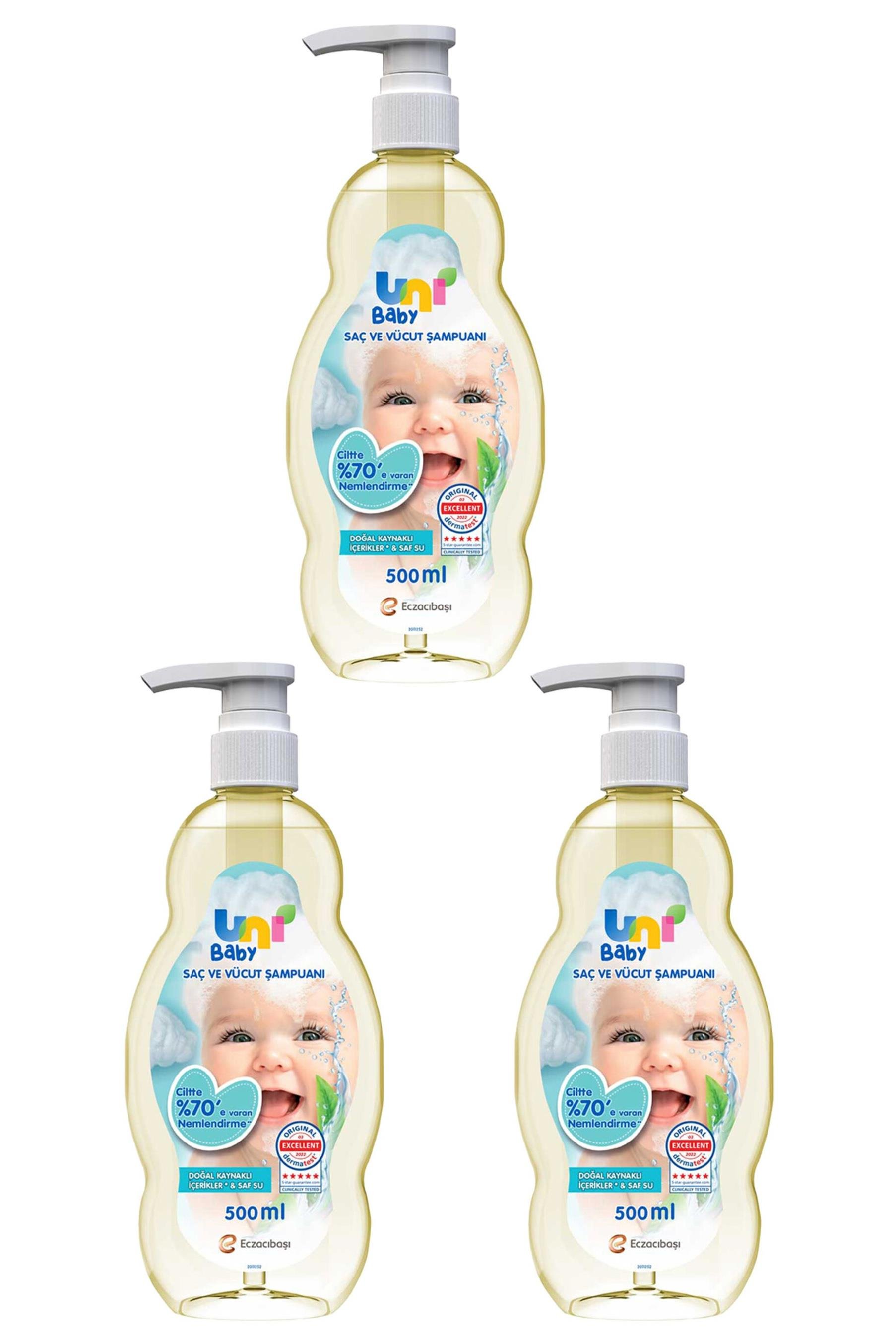 Uni BabyUni Baby Saç ve Vücut Şampuanı 500 ml 3'lüUni Baby Boyasız Şampuan 500 ml | Hızlı Kargo & Güvenli Alışveriş