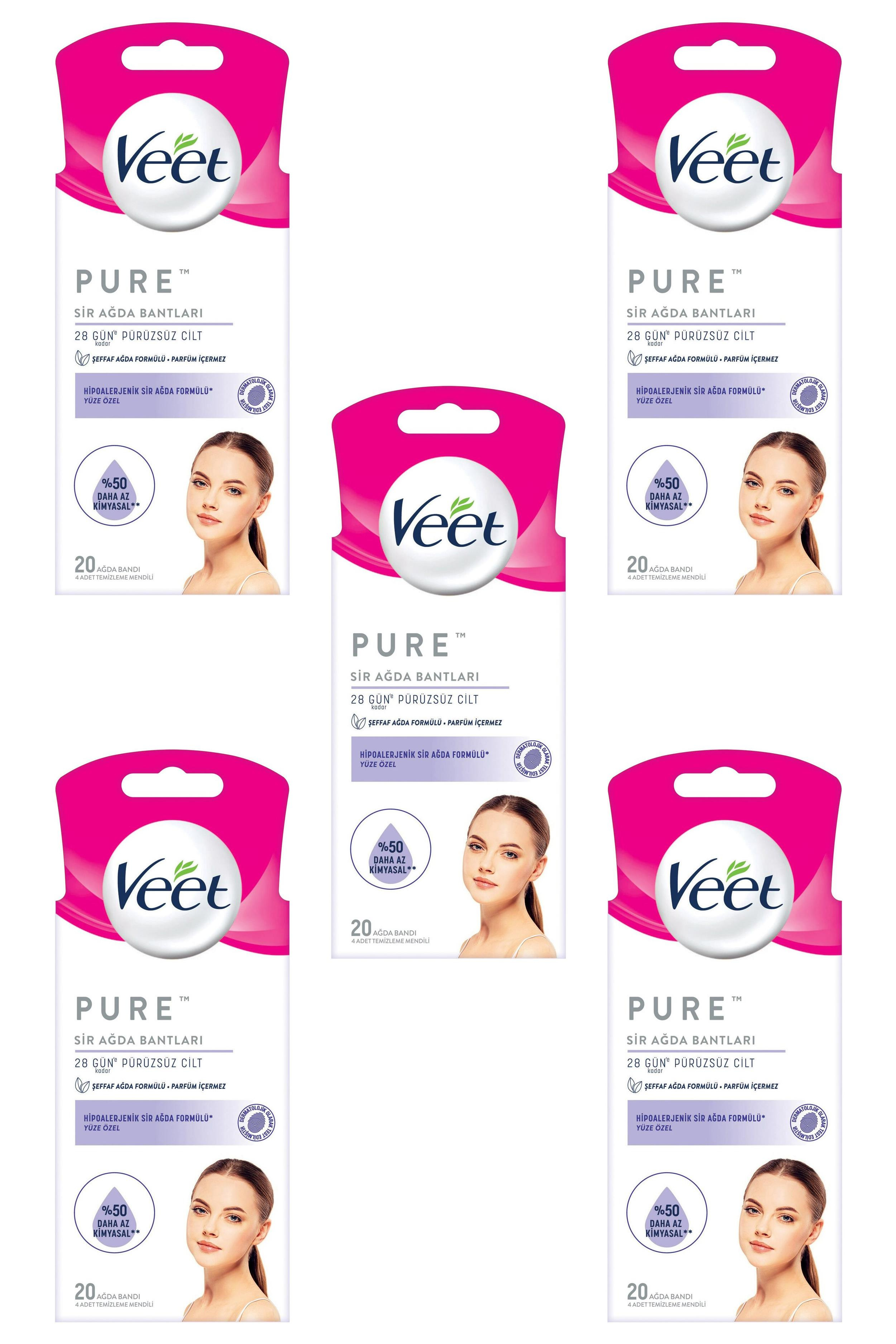 VeetVeet Pure Ağda Bandı Yüze Özel 20 Adet 5'liVeet Sir Ağda Bandı Pure Yüz 20li Fiyatı ve Özellikleri | Mutlufiyatlar