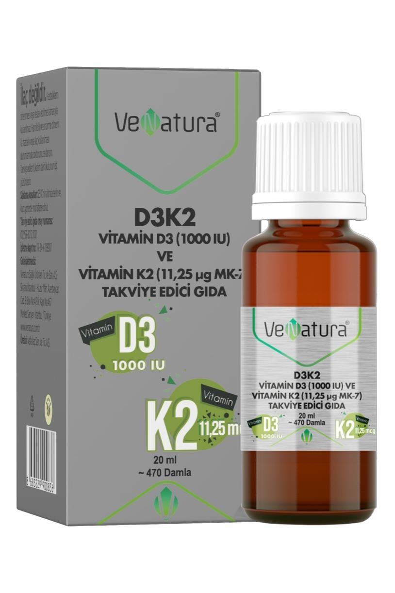 VenaturaVenatura D3K2 Vitamin D3 Ve Vitamin K2(11.25 mg MK-7) Takviye Edici Gıda 20 ml 5'liVenatura D3K2 Vitamin D3 1000 IU ve Vitamin K2 11,25 mcg MK-7 Takviye Edici Gıda 20 ml Fiyatı ve Özellikleri | Mutlufiyatlar