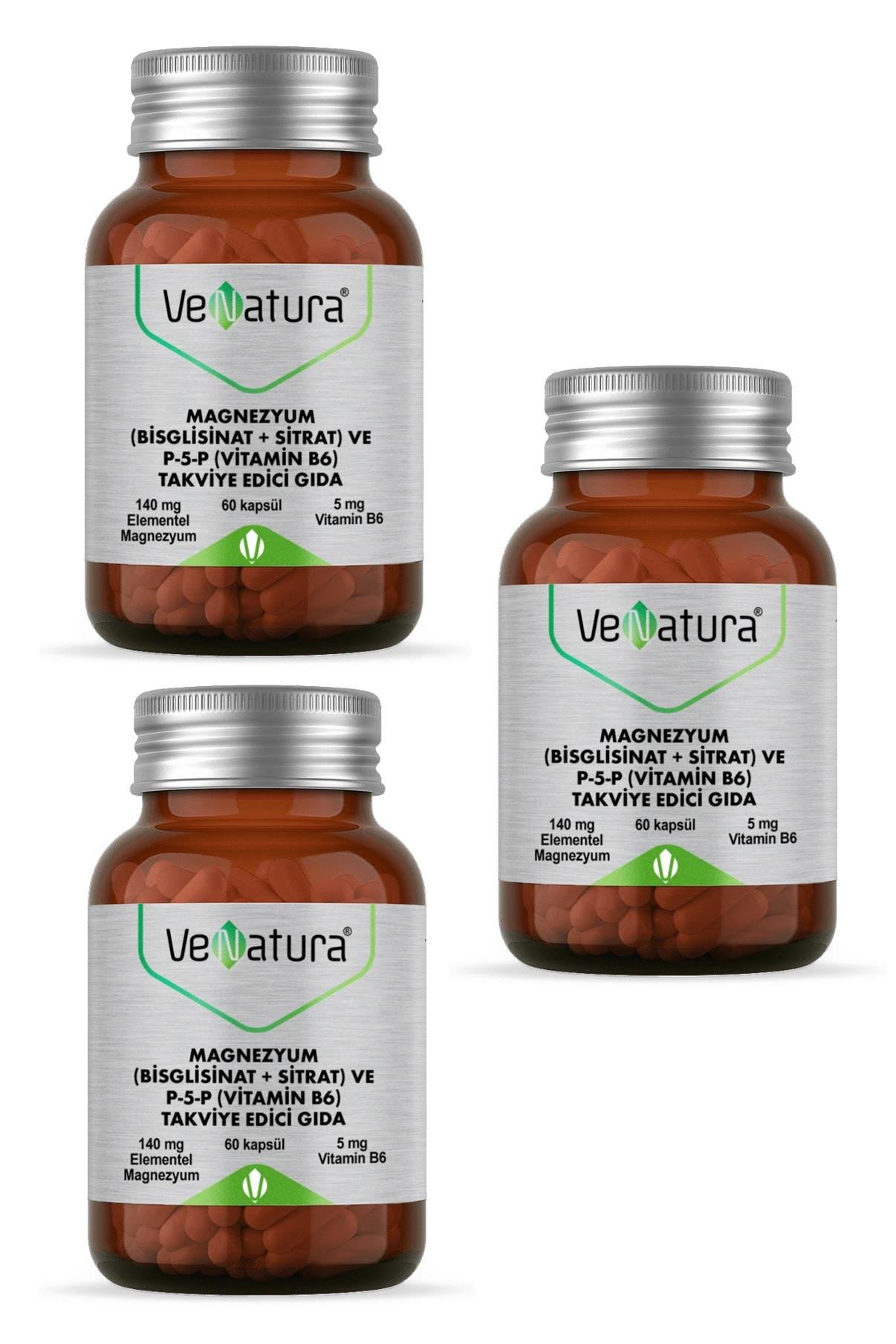 VenaturaVeNatura Magnezyum (Bisglisinat+Sitrat) ve P5P (Vitamin B6) 60 Kapsül 3'lüVeNatura Magnezyum (Bisglisinat+Sitrat) ve P5P (Vitamin B6) 60 Kapsül Fiyatı ve Özellikleri | Mutlufiyatlar