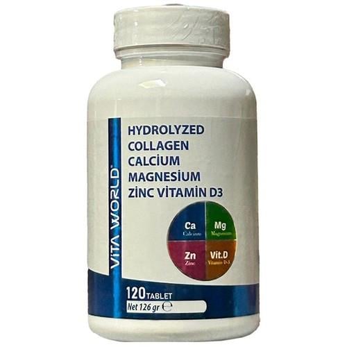 Vita WorldVita World Magn. Cal. Zinc. Vit D3 Vit K2 Hydro Coll. 120 TabletVita World Magn. Cal. Zinc. Vit D3 Vit K2 Hydro Coll. 120 Tablet Fiyatı ve Özellikleri