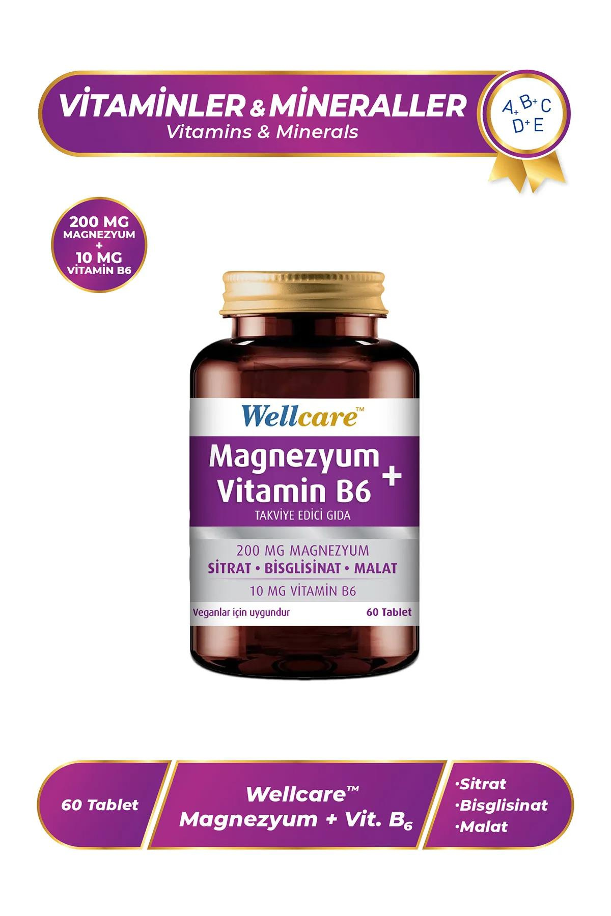 WellcareWellcare Magnezyum + Vitamin B6 60 TabletWellcare Magnezyum + B6 | Yorgunluk Azaltıcı 60 Tablet