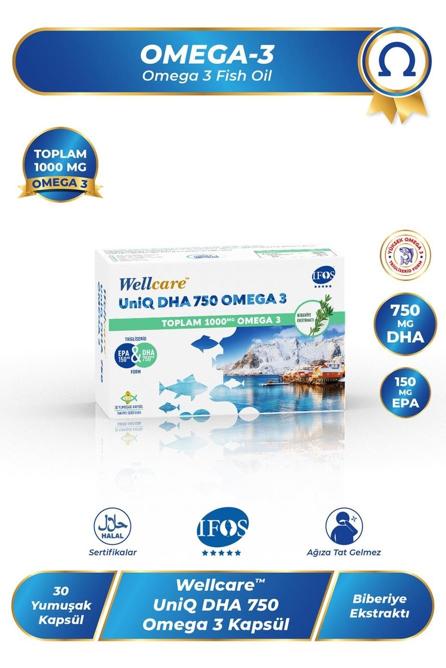 WellcareWellcare Omega 3 Balık Yağı 1200 mg 30 Kapsül Wellcare Omega 3 1200 mg | Kalp ve Göz Sağlığı Desteği