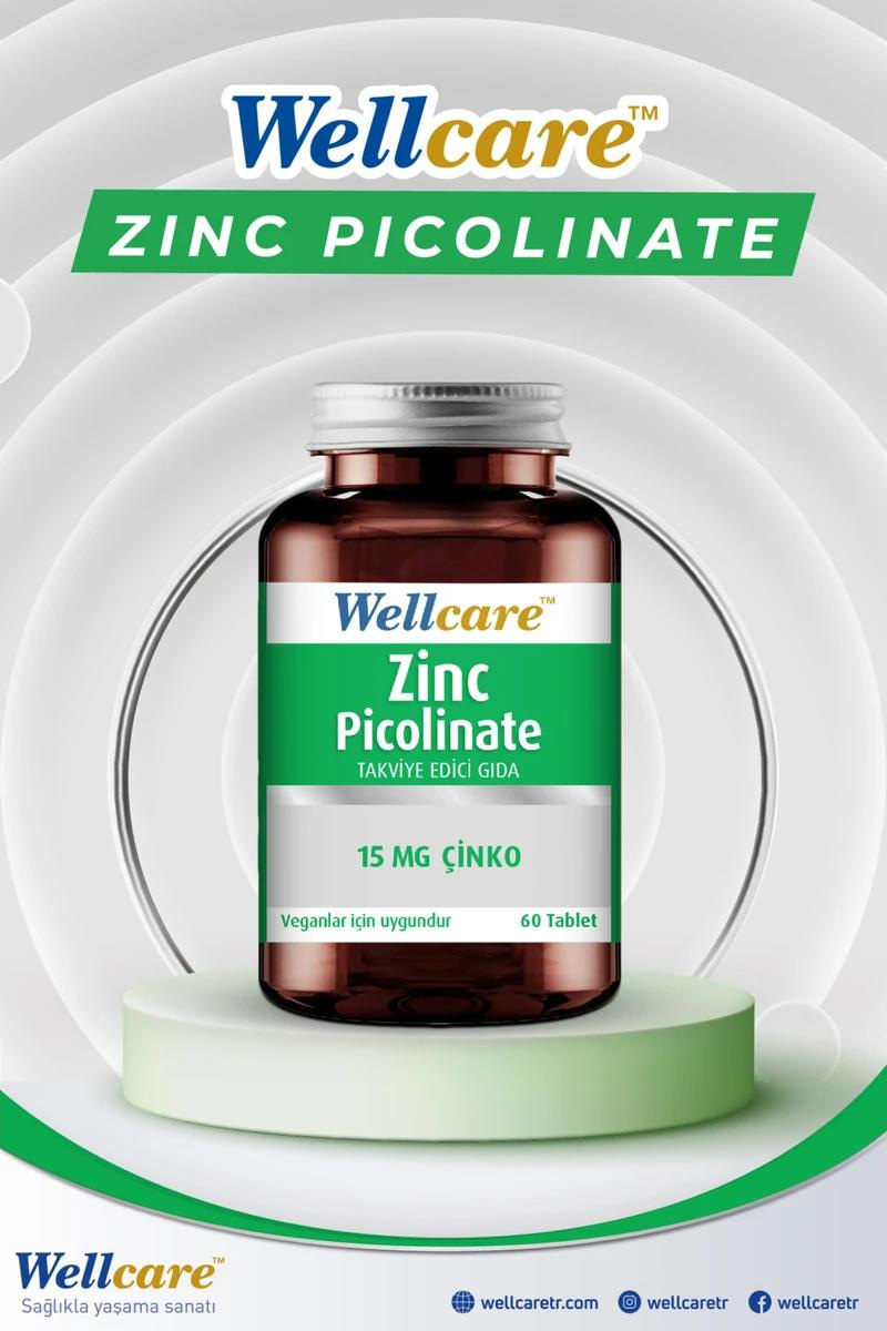 WellcareWellcare Zinc Picolinate 15 mg 60 TabletWellcare Çinko Pikolinat 15 mg | Emilimi Yüksek Çinko Desteği