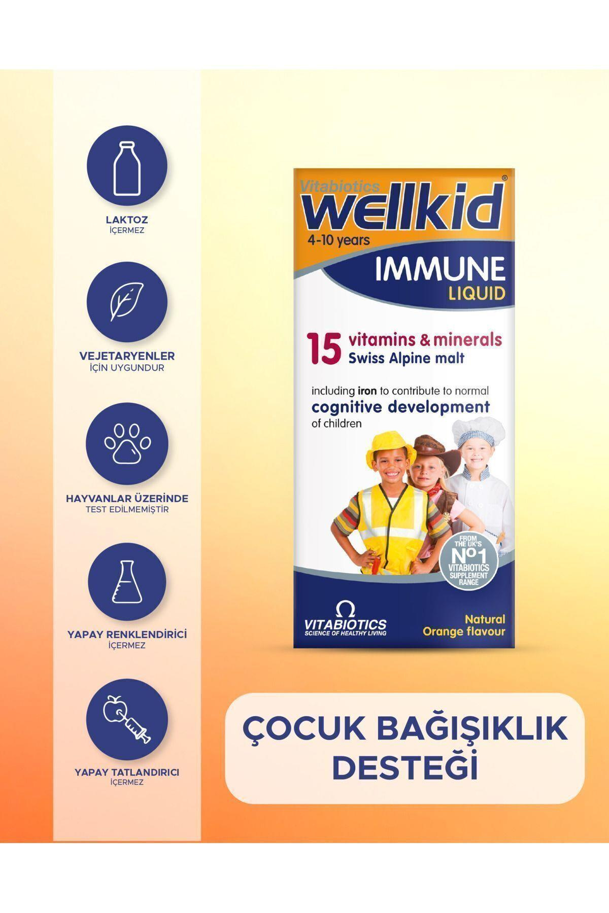 WellkidImmune Liquid Arpa Matı Ekstresi İçeren Çocuklara Özel Bağışıklık Destekleyici Vitamin 150 ml