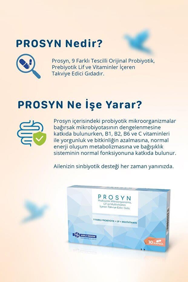 World MedicineProsyn Probiyotik Mikroorganizma Lif ve Multivitamin İçeren Takviye Edici Gıda 10 KapsülProsyn 10 Kapsül Fiyatı ve Özellikleri | Mutlufiyatlar