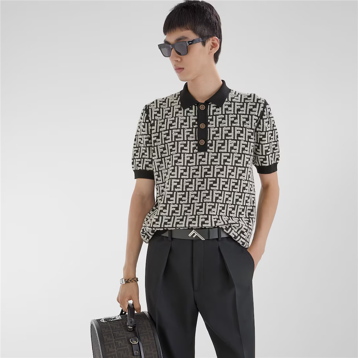 FENDI Diagonal Kare Siyah Erkek Güneş Gözlüğü