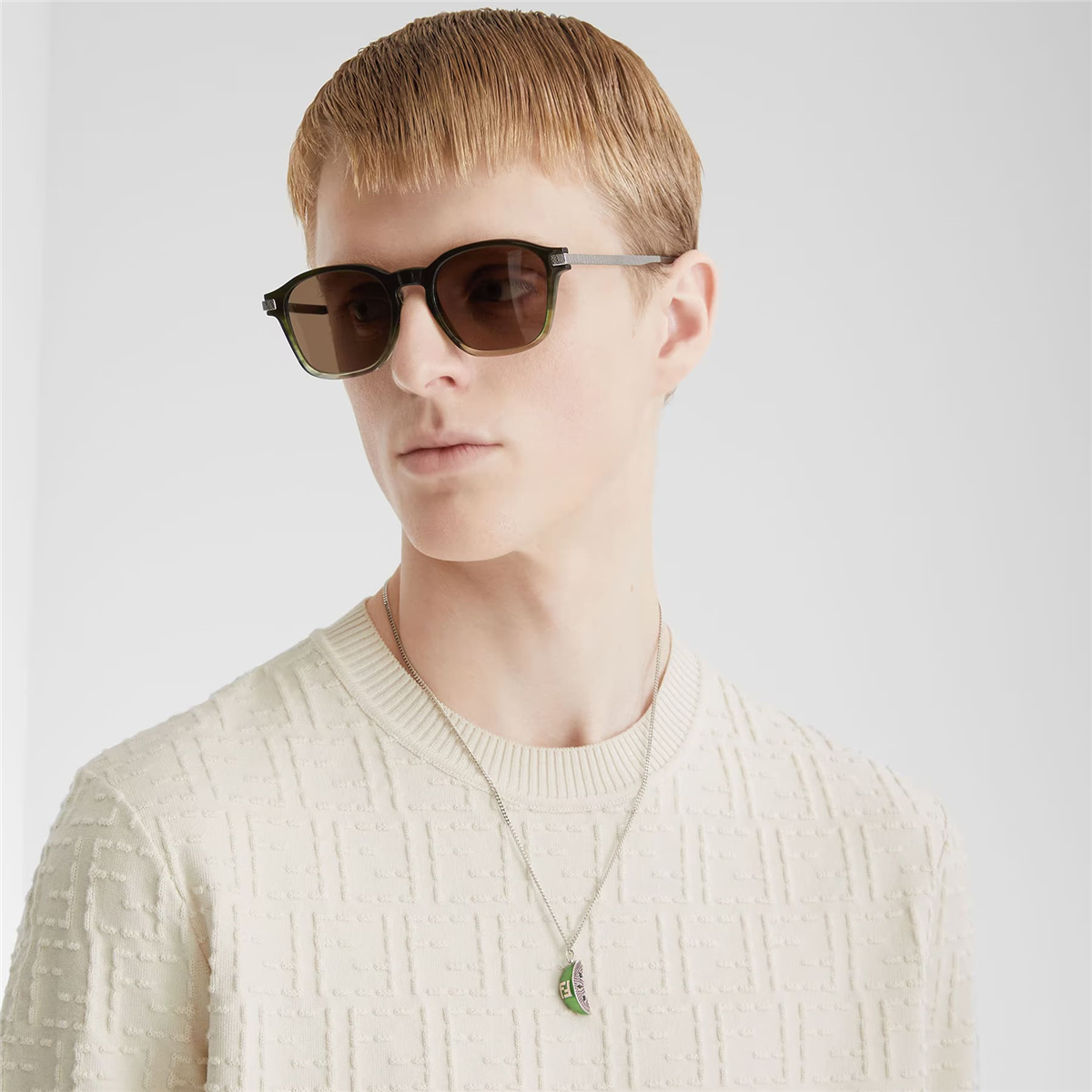 FENDI Essential Kare Yeşil Erkek Güneş Gözlüğü