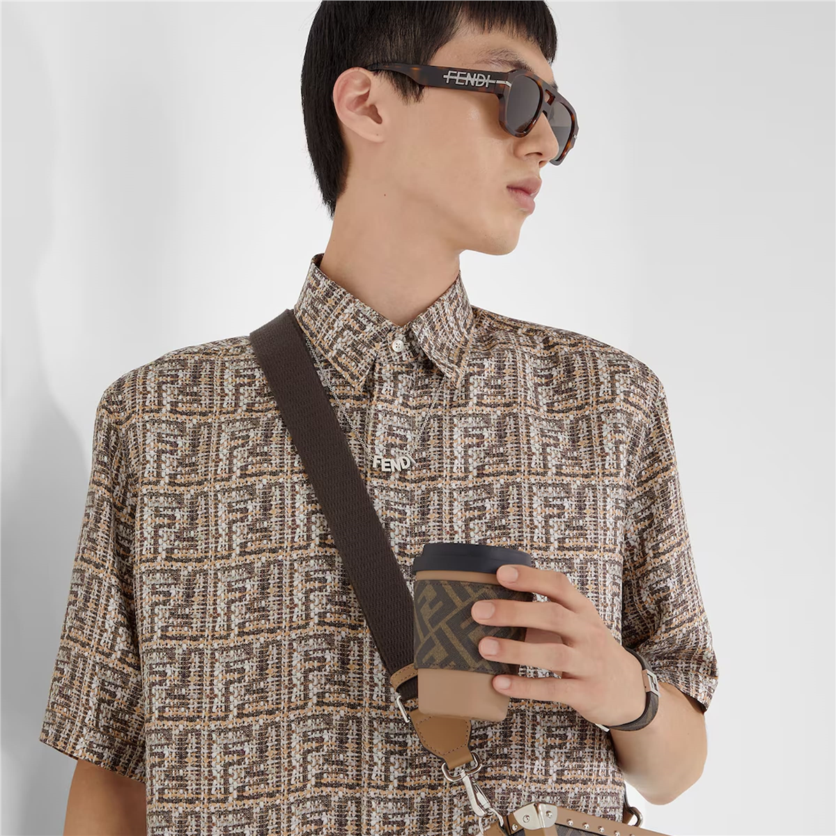 FENDI FENDIgraphy Kare Havana Erkek Güneş Gözlüğü