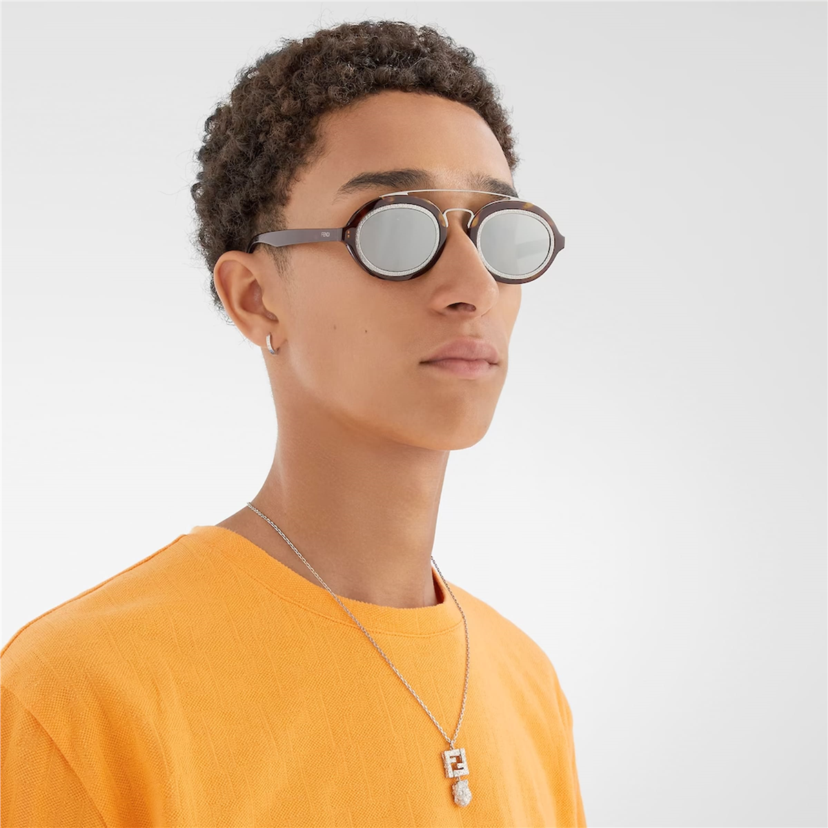 FENDI FF Around Oval Havana Erkek Güneş Gözlüğü