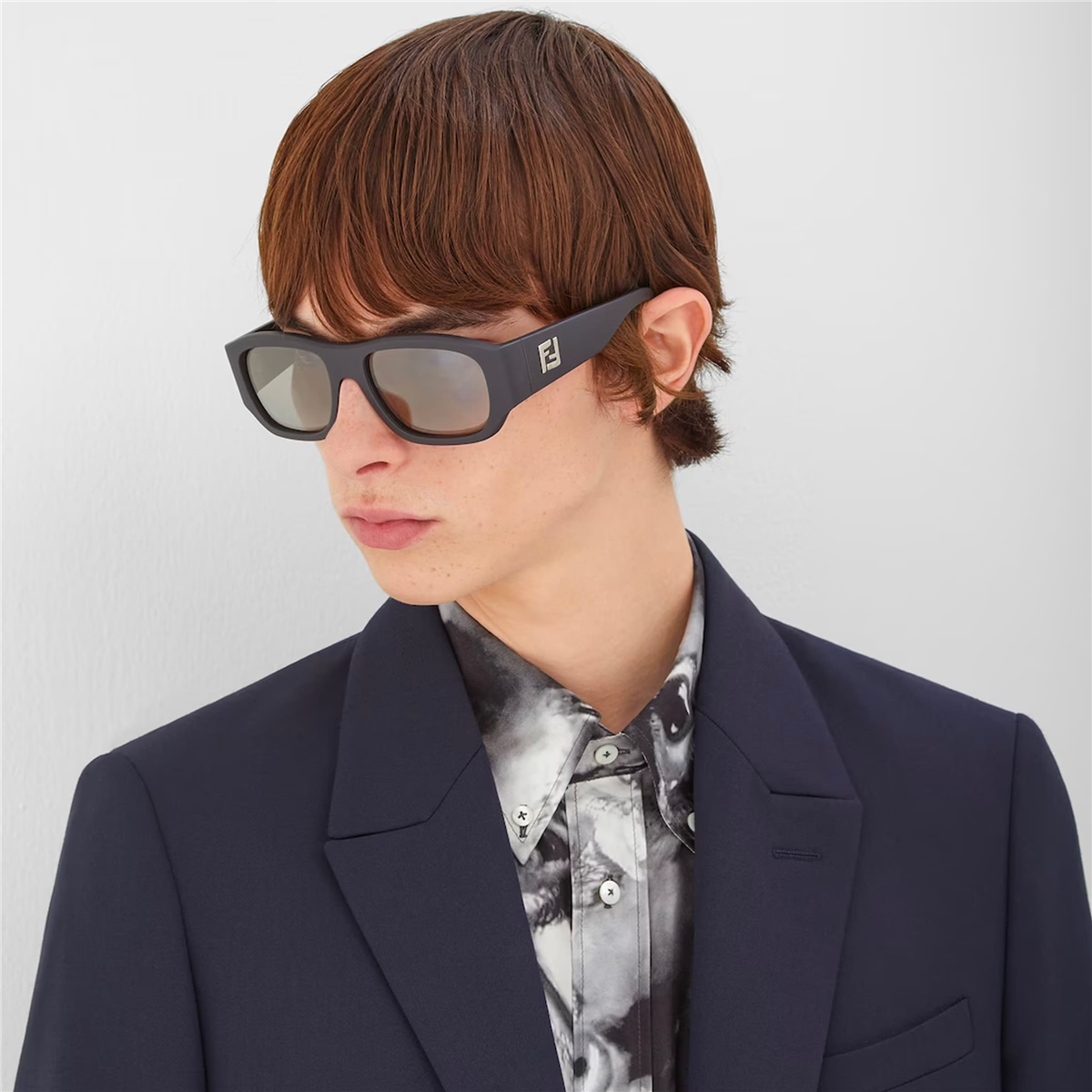 FENDI FF Squared Geometrik Siyah Erkek Güneş Gözlüğü