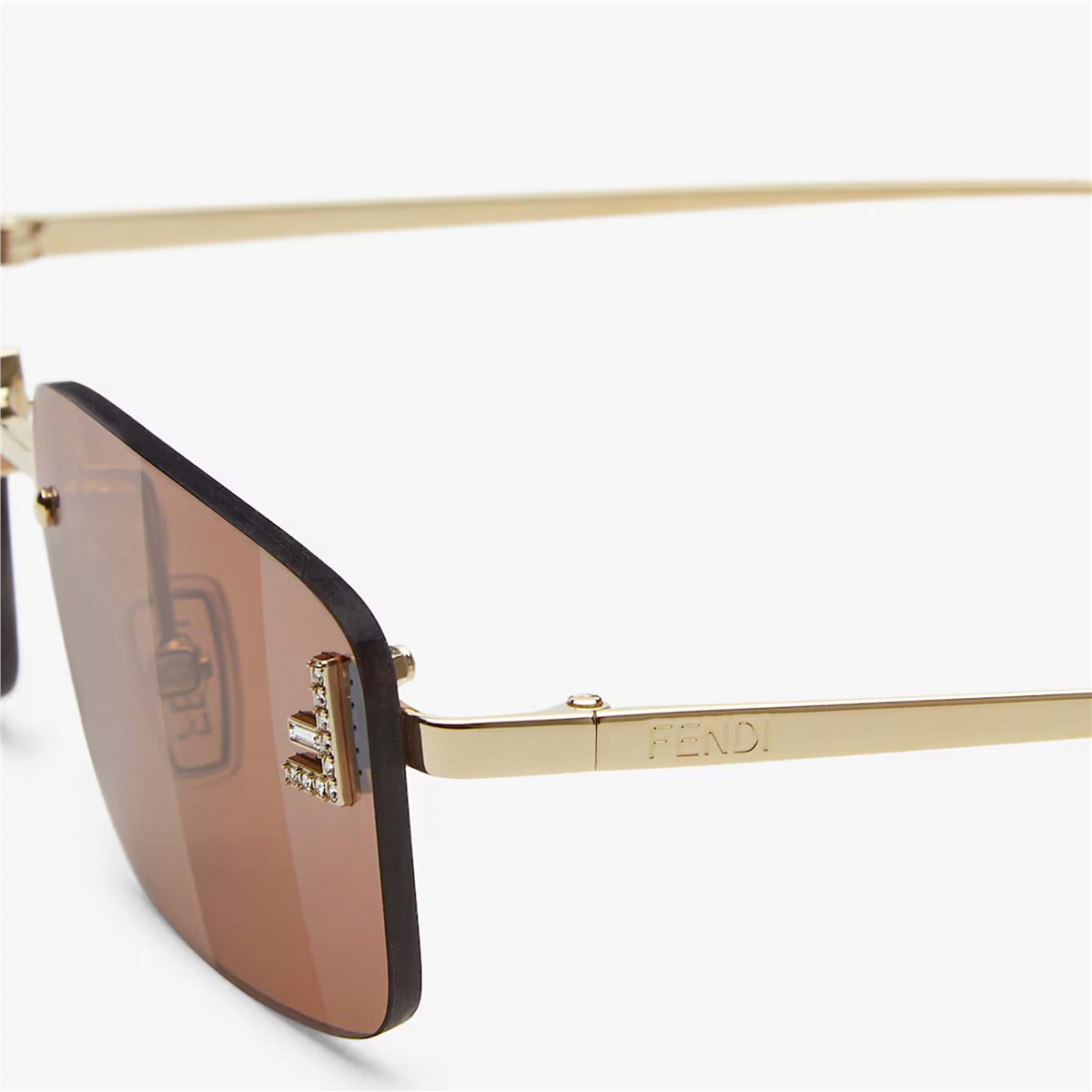 FENDI First Crystal Dikdörtgen Rose Gold Kadın Güneş Gözlüğü