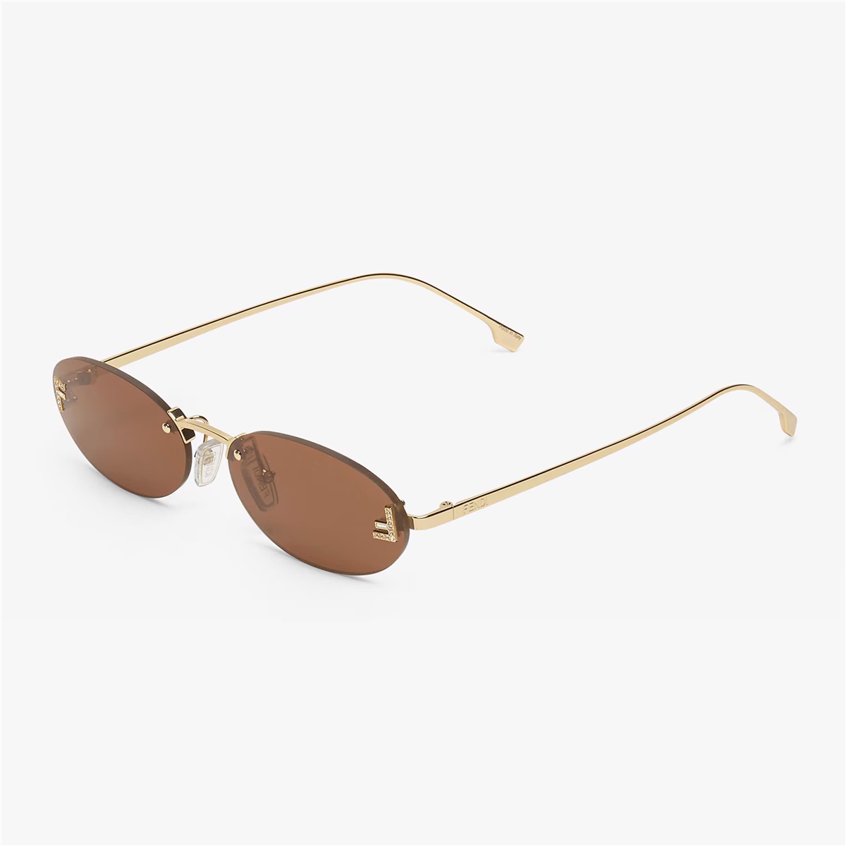 FENDI First Crystal Oval Gold Kadın Güneş Gözlüğü