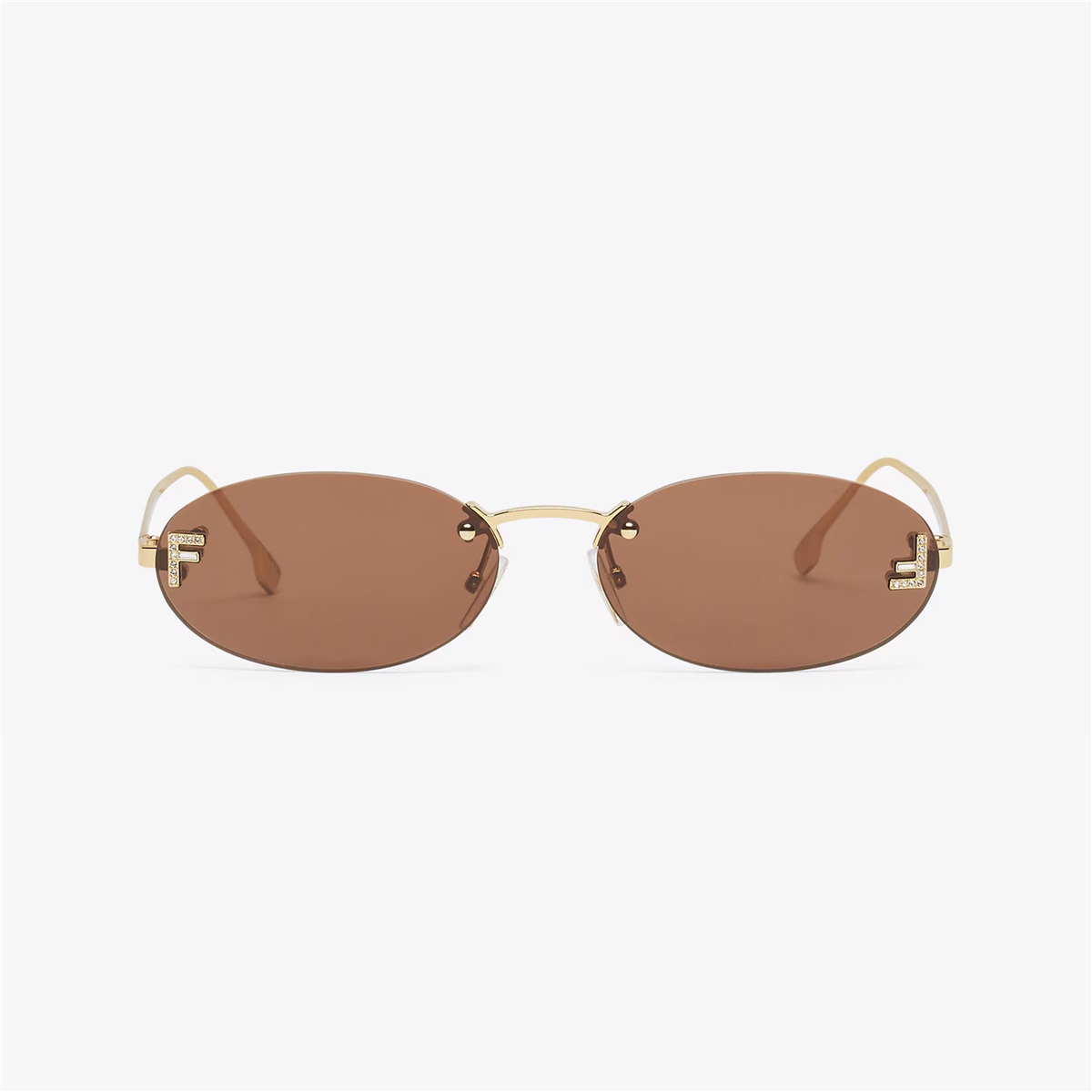 FENDI First Crystal Oval Gold Kadın Güneş Gözlüğü