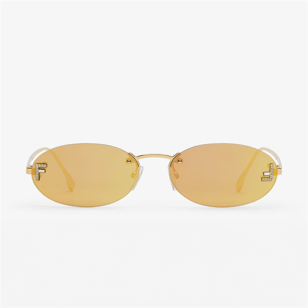 FENDI First Crystal Oval Gold Kadın Güneş Gözlüğü