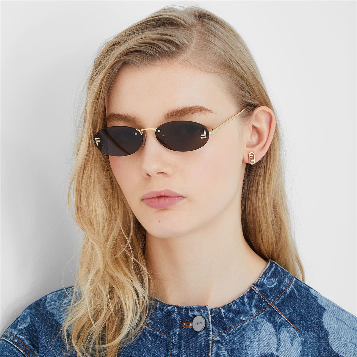 FENDI First Crystal Oval Gold Kadın Güneş Gözlüğü