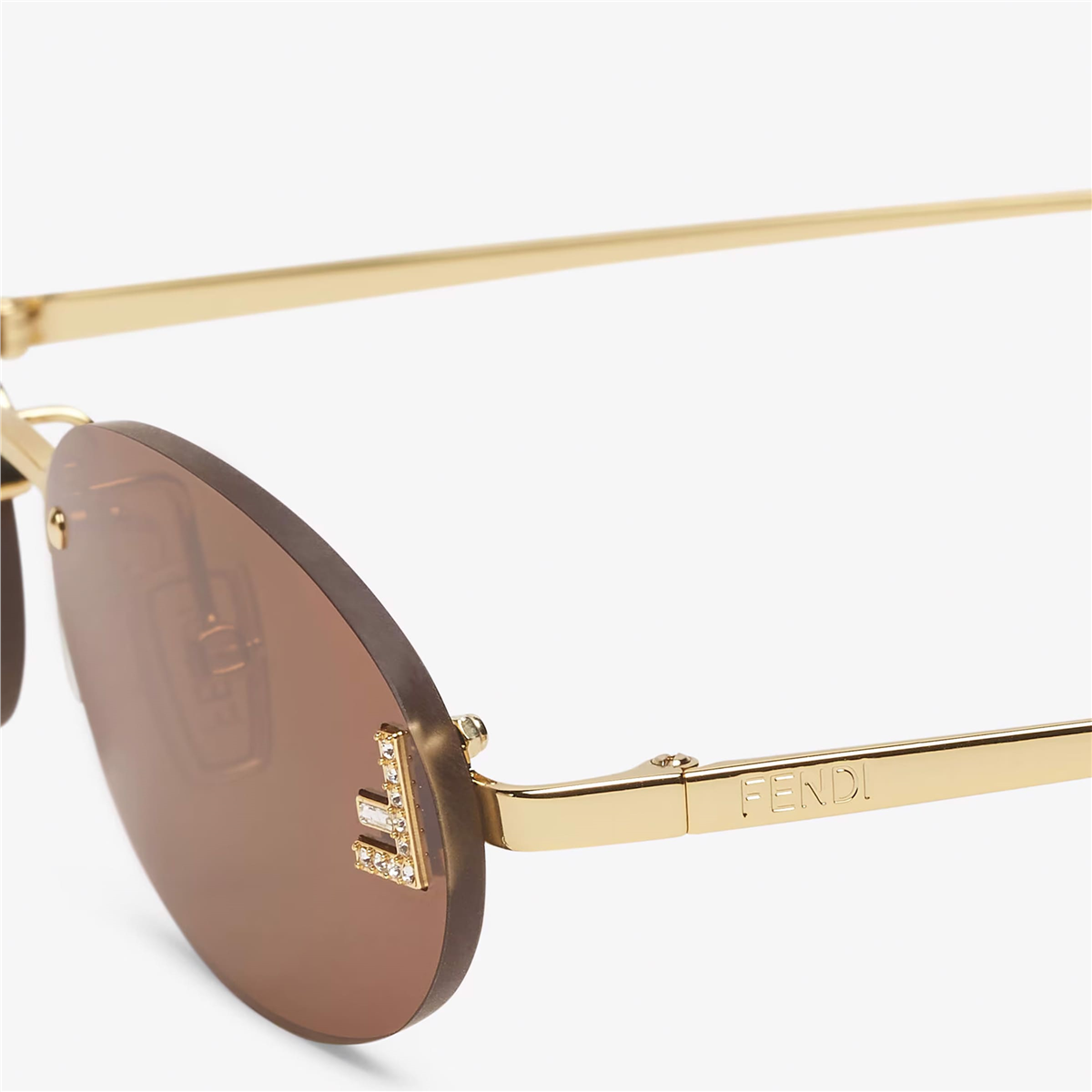 FENDI First Crystal Oval Gold Kadın Güneş Gözlüğü