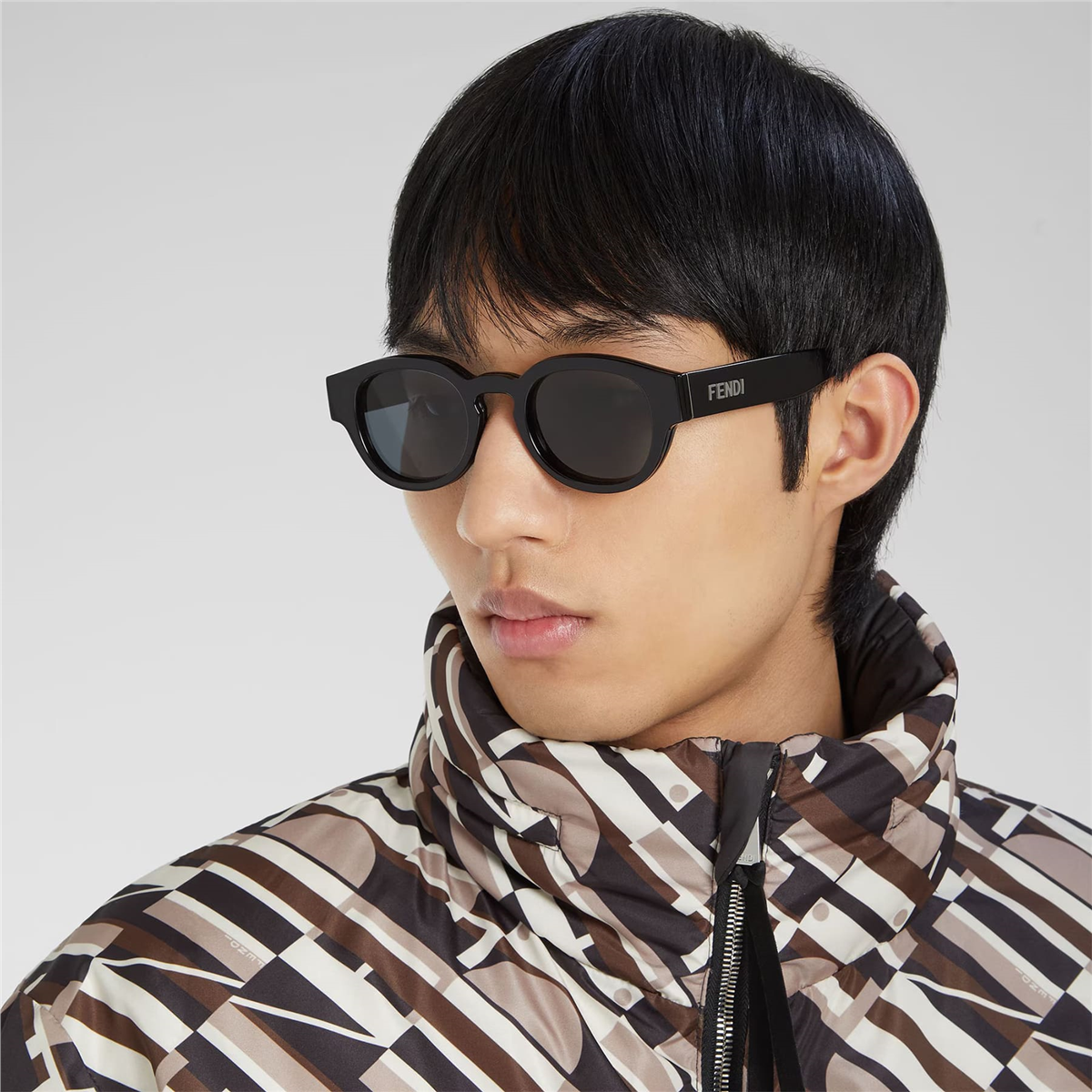 FENDI Signature Oval Siyah Erkek Güneş Gözlüğü