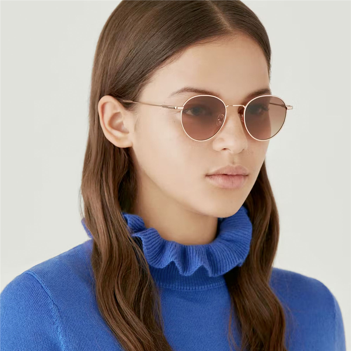 Gigi Studios XS Verona Yuvarlak Rose Gold Unisex Güneş Gözlüğü | Brandeyes