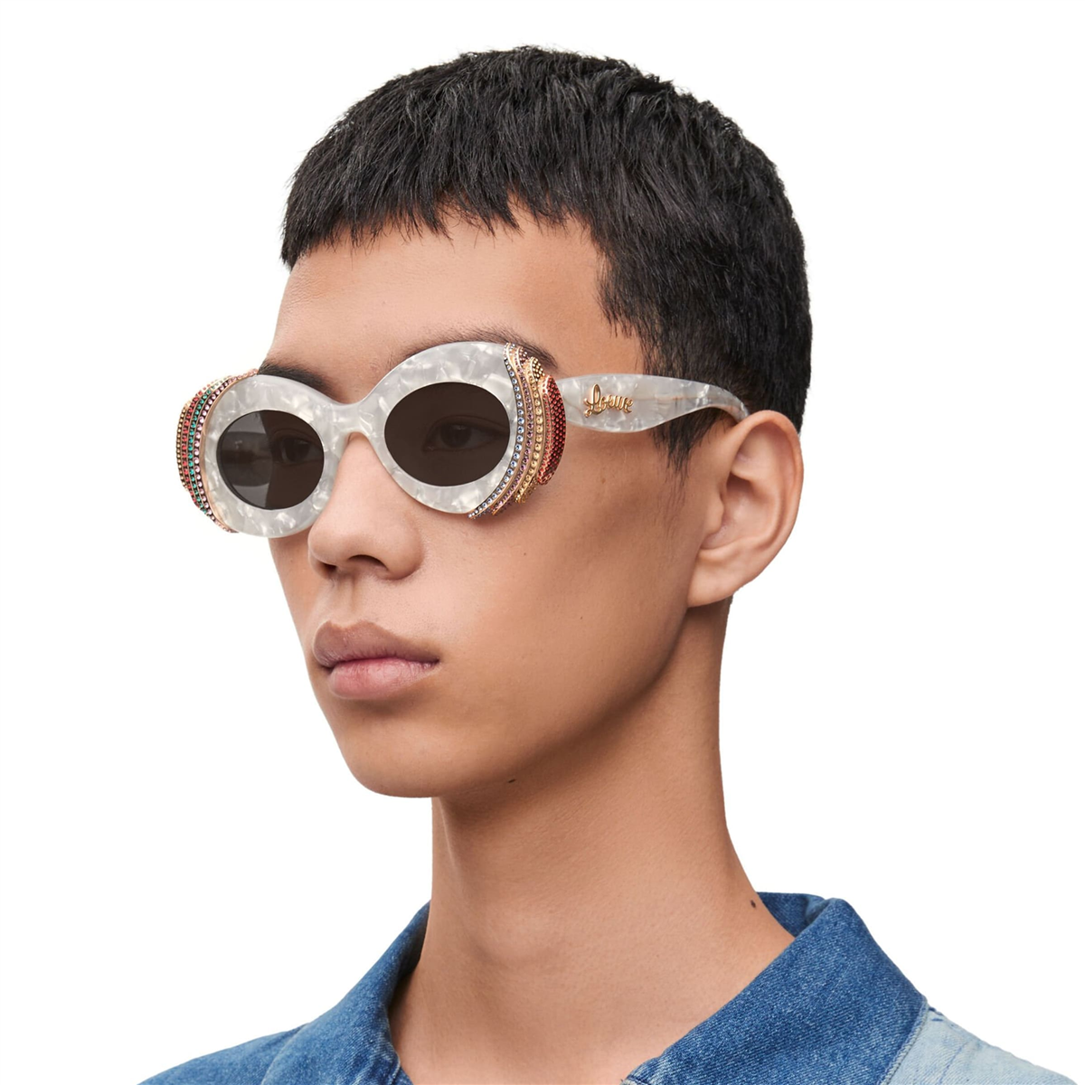 Loewe Curvy Oval Fildişi Kadın Güneş Gözlüğü | Brandeyes