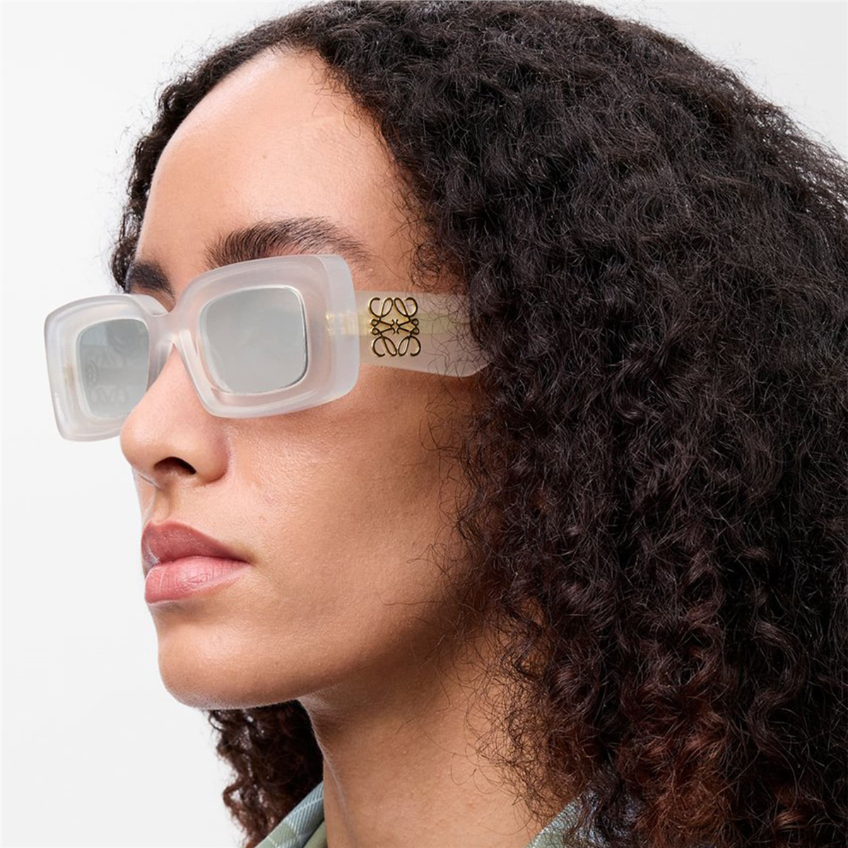 Loewe Rectangular Dikdörtgen Fildişi Kadın Güneş Gözlüğü | Brandeyes