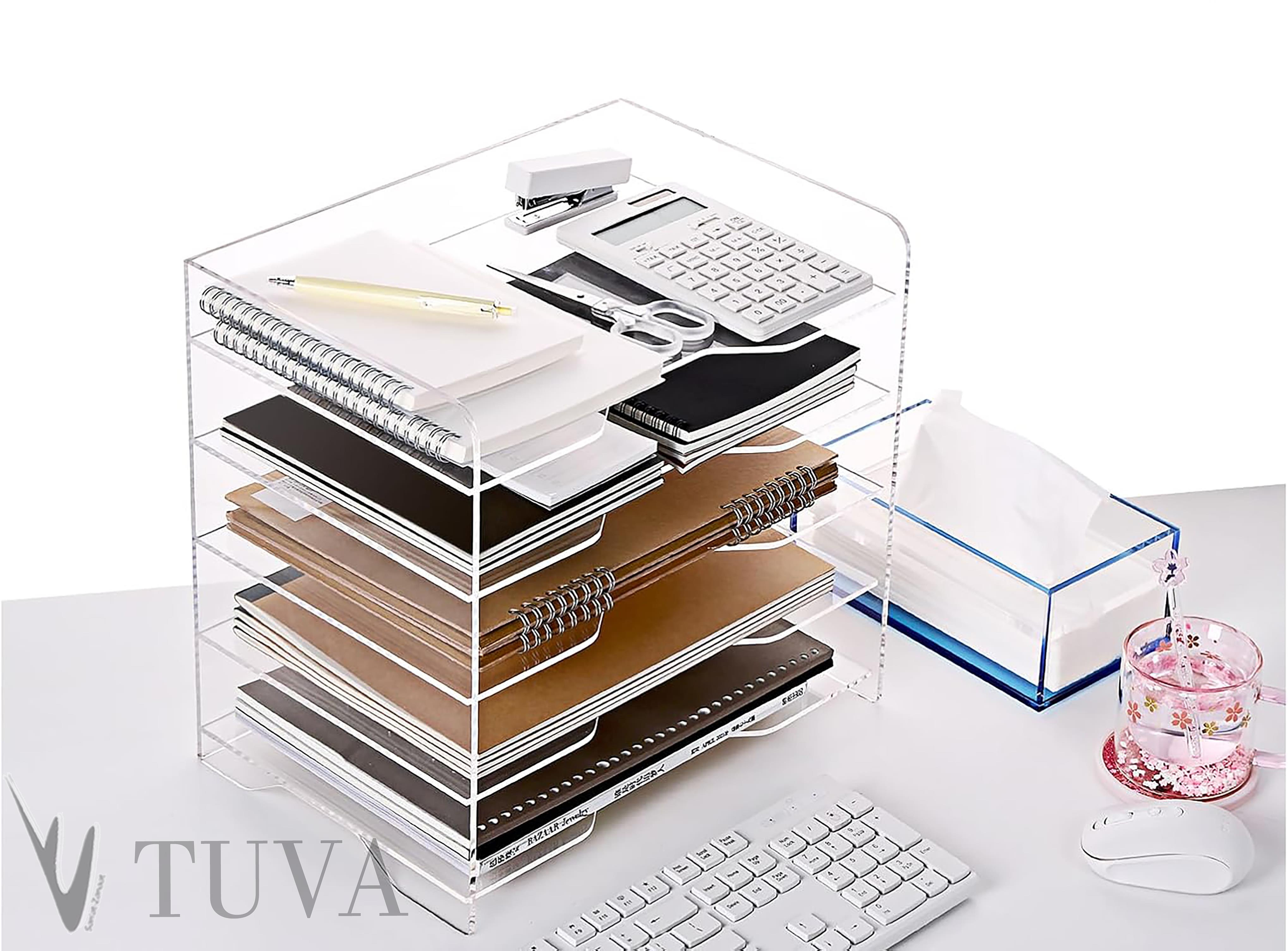 4 Kat Raflı Çok Amaçlı Fonksiyonel Dergilik Kitap Zarf Dosya Düzenleyici Organizer | Ev & Ofis Kullanımı | Tuva Premium Masaüstü Organizer