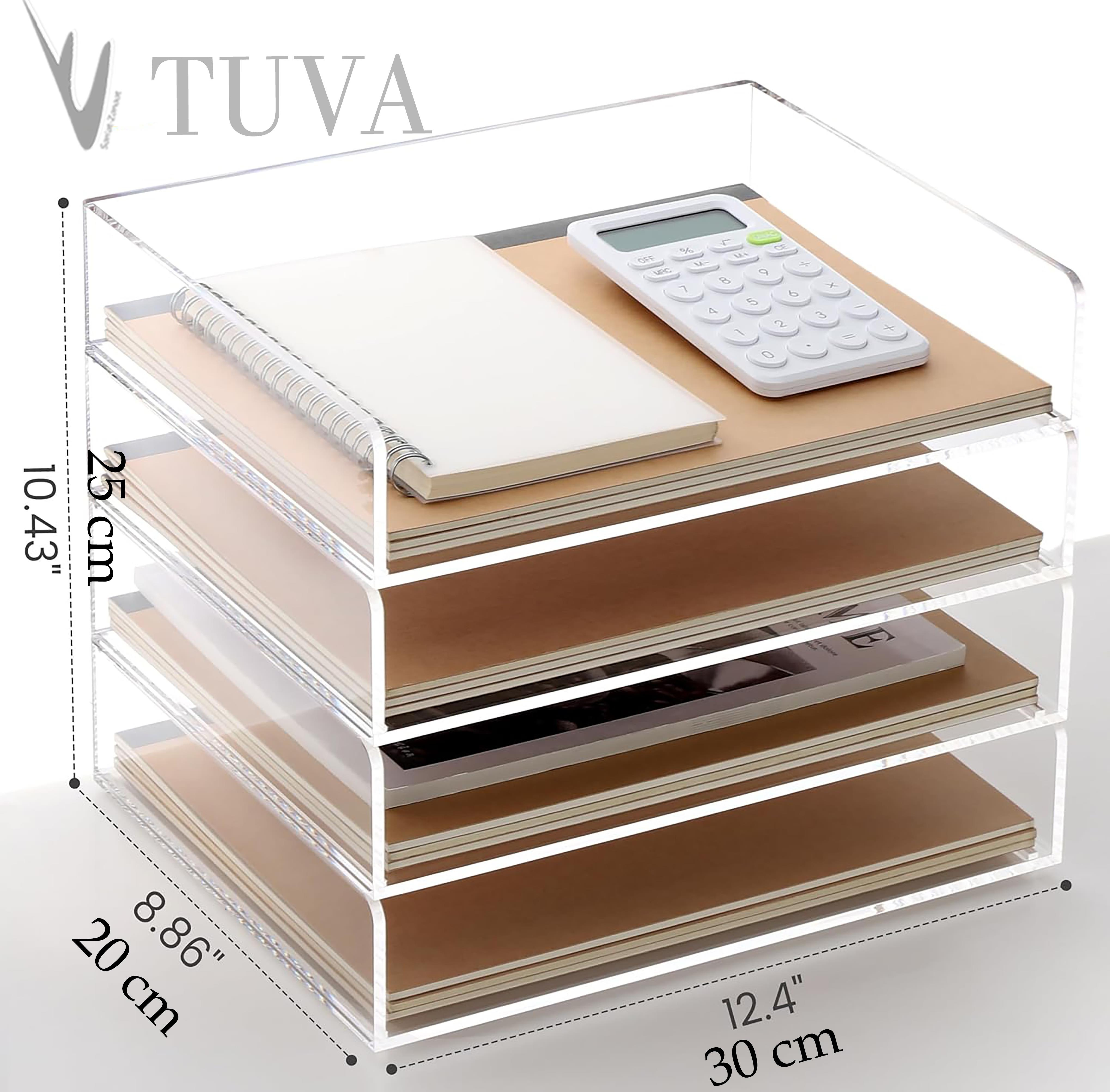 4 Kat Raflı Sade Form Şık Dergi Kitap Zarf Dosya Düzenleyici Organizer | Ev & Ofis Kullanımı | Tuva Modern Masaüstü Organizer