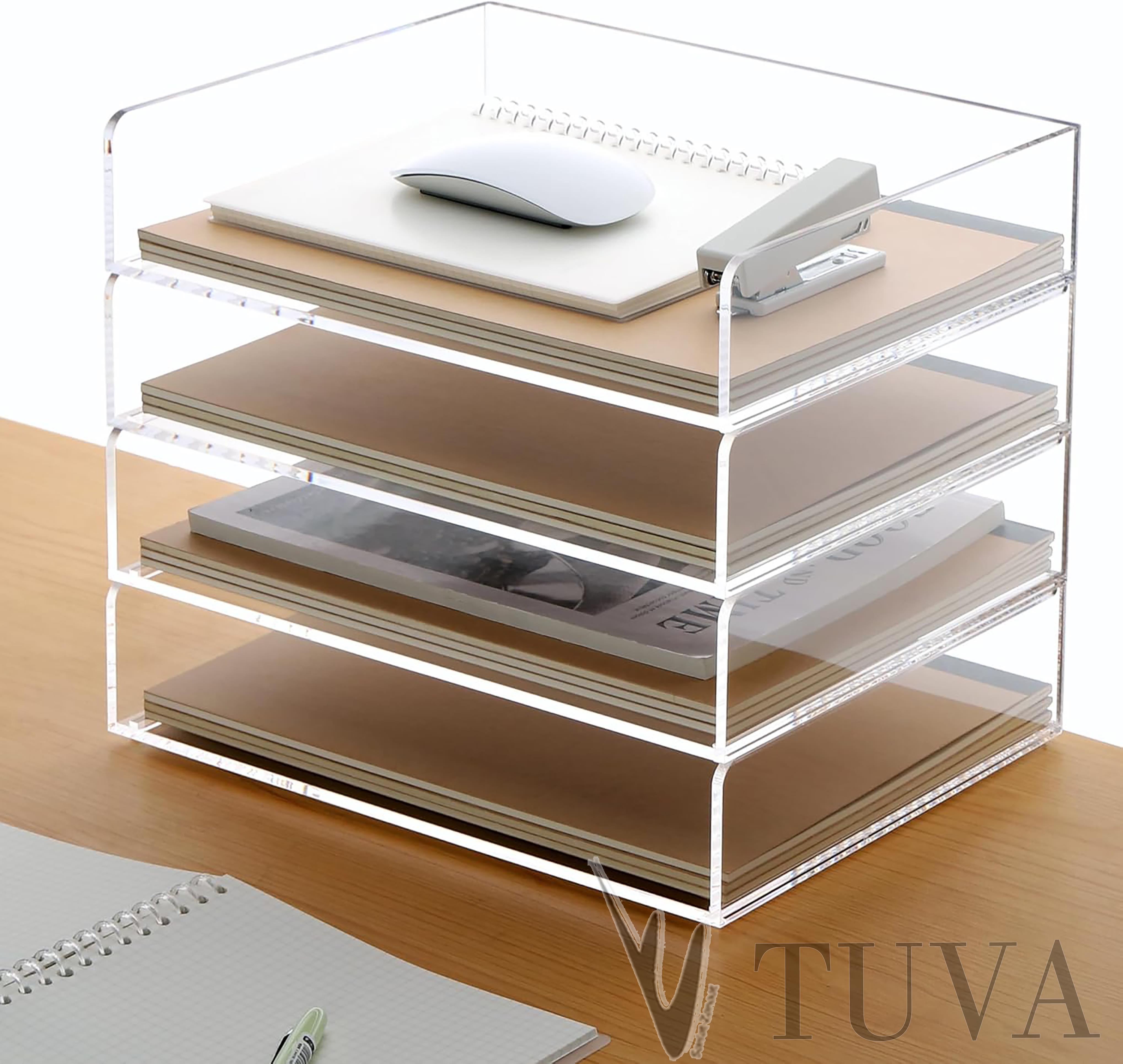 4 Kat Raflı Sade Form Şık Dergi Kitap Zarf Dosya Düzenleyici Organizer | Ev & Ofis Kullanımı | Tuva Modern Masaüstü Organizer