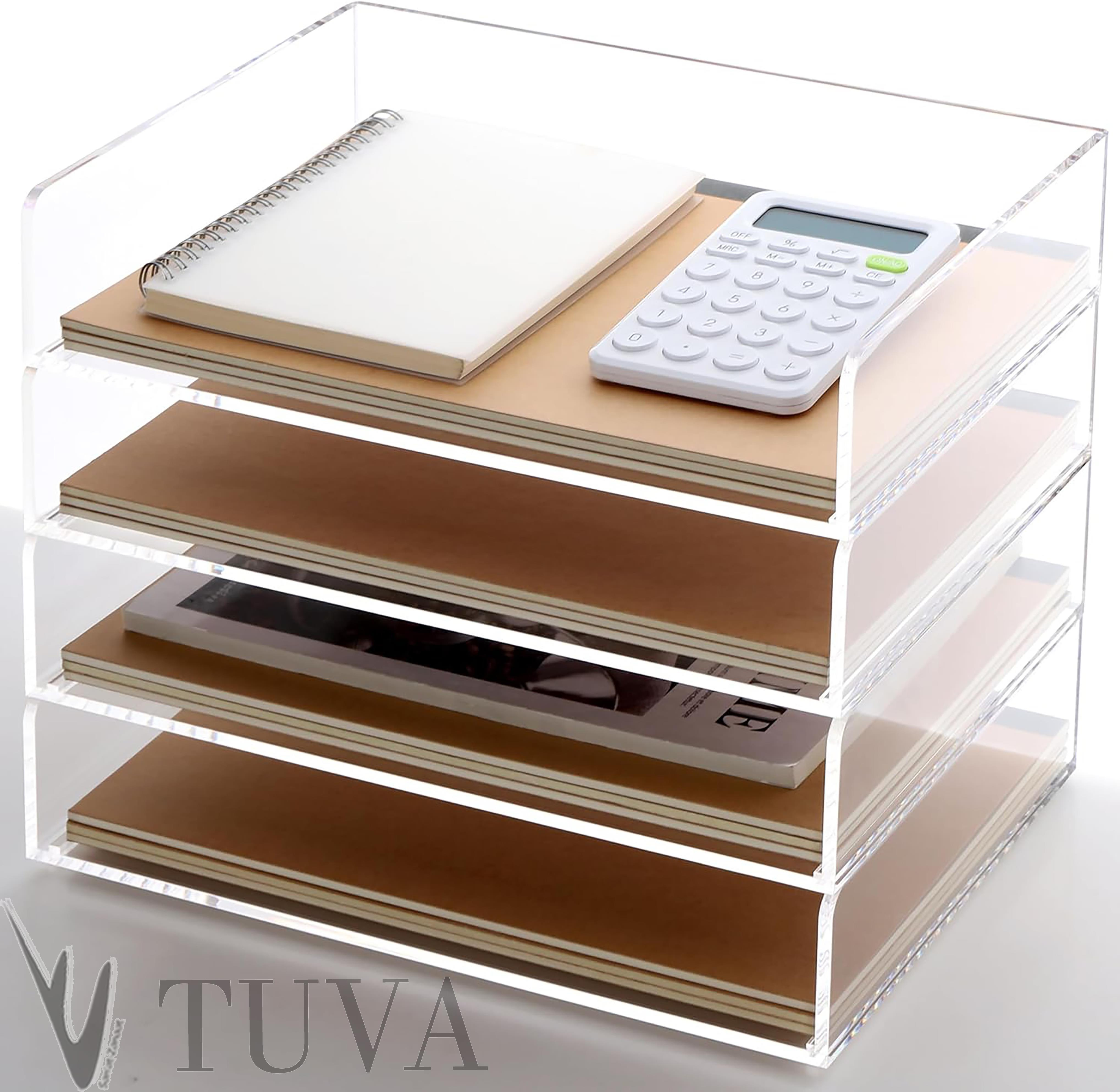 4 Kat Raflı Sade Form Şık Dergi Kitap Zarf Dosya Düzenleyici Organizer | Ev & Ofis Kullanımı | Tuva Modern Masaüstü Organizer