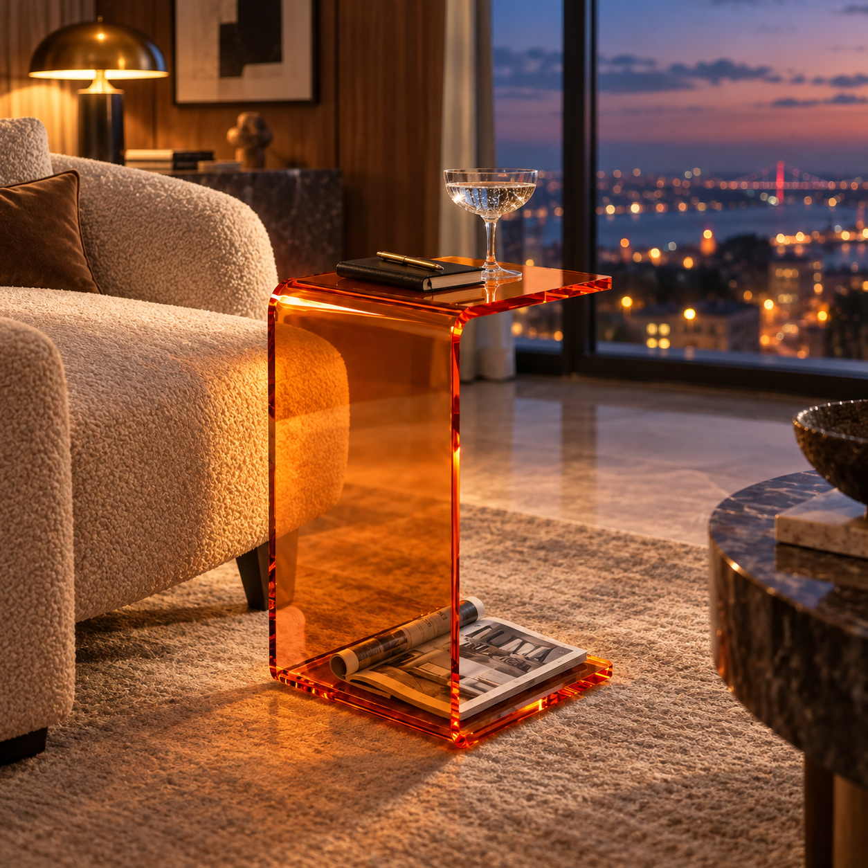 AXIS | Modern Premium C-Shaped Side Table | Vertical & Horizontal Versatile Design | TUVA