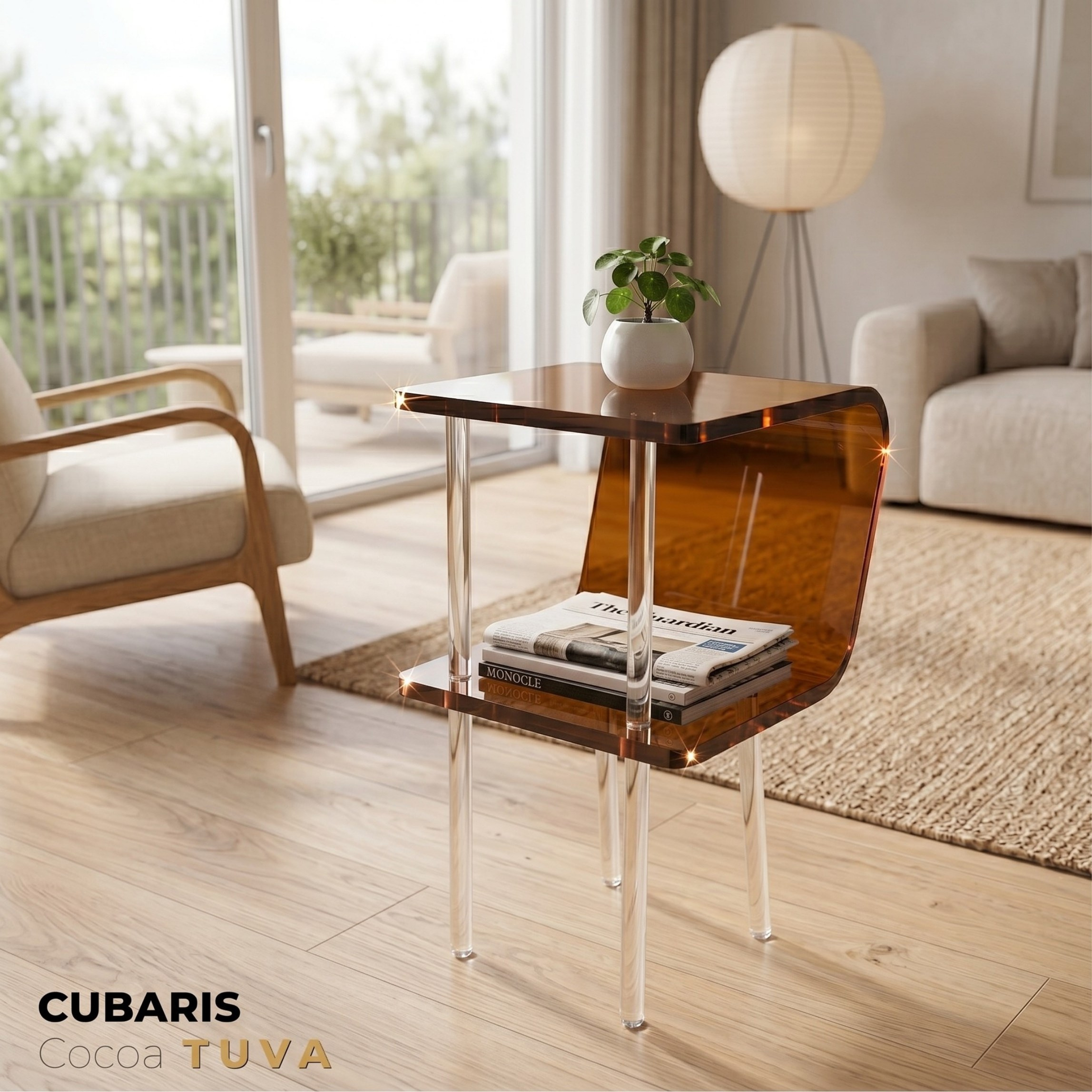CUBARIS | Premium Akrilik Yan Sehpa | Modern Şeffaf Pleksi Komodin
