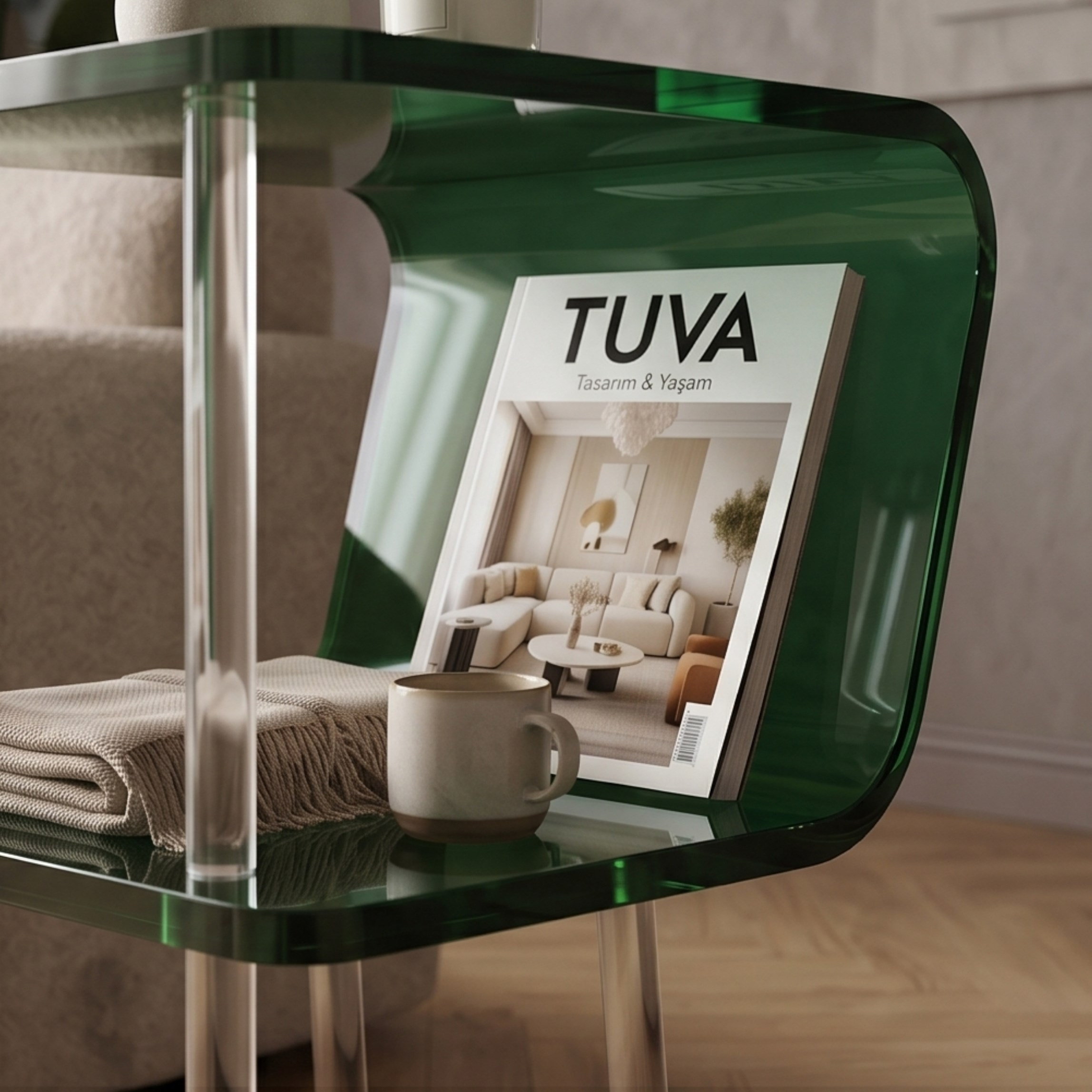 CUBARIS | Premium Akrilik Yan Sehpa | Modern Şeffaf Pleksi Komodin