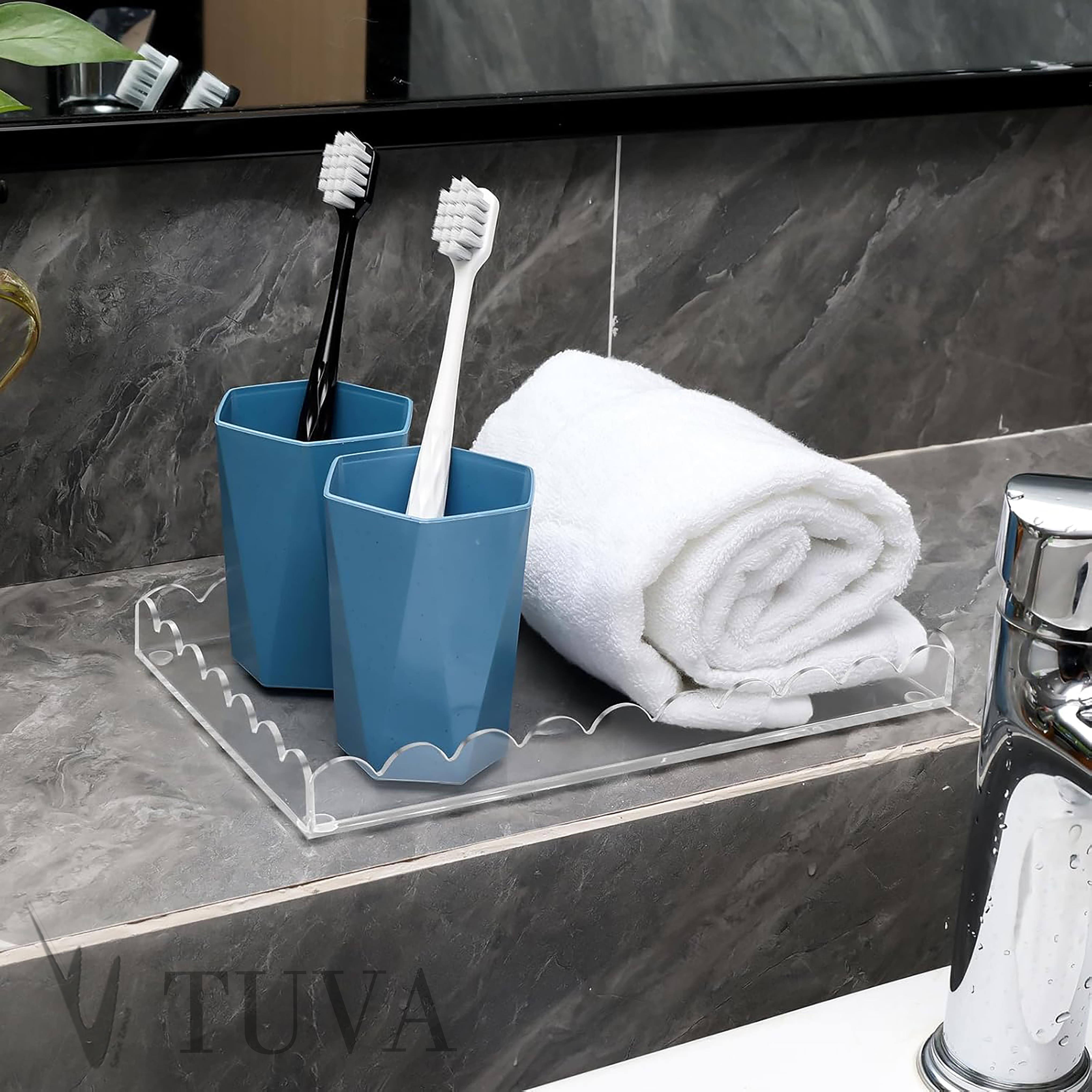 Dalgalı Kenar Minimalist Tasarımlı Şeffaf Pleksi Dekoratif Tepsi | Tuva Modern Masaüstü Organizer