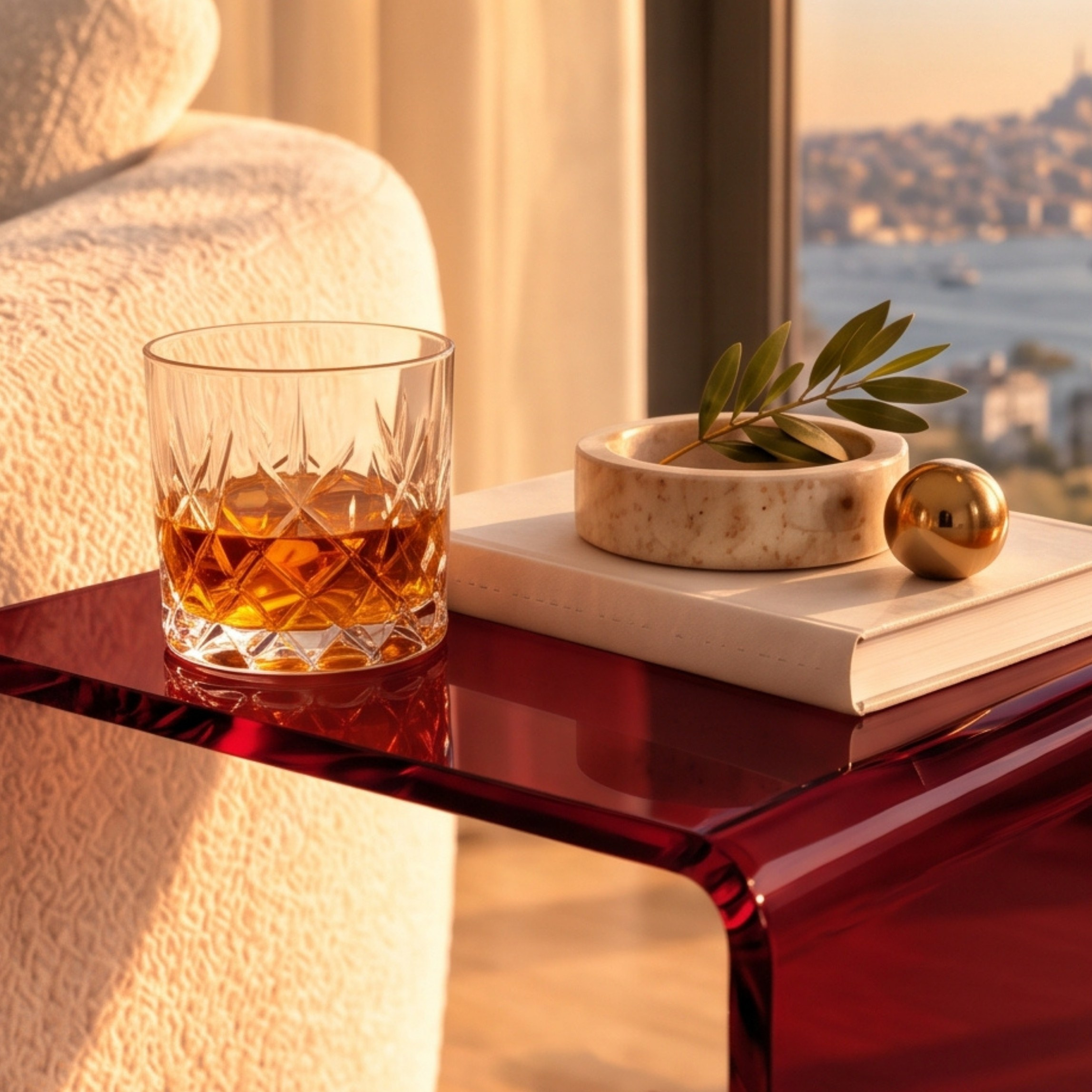 Elan | Tek Parça Bükümlü Şeffaf Akrilik Modern Sehpa | TUVA Collection