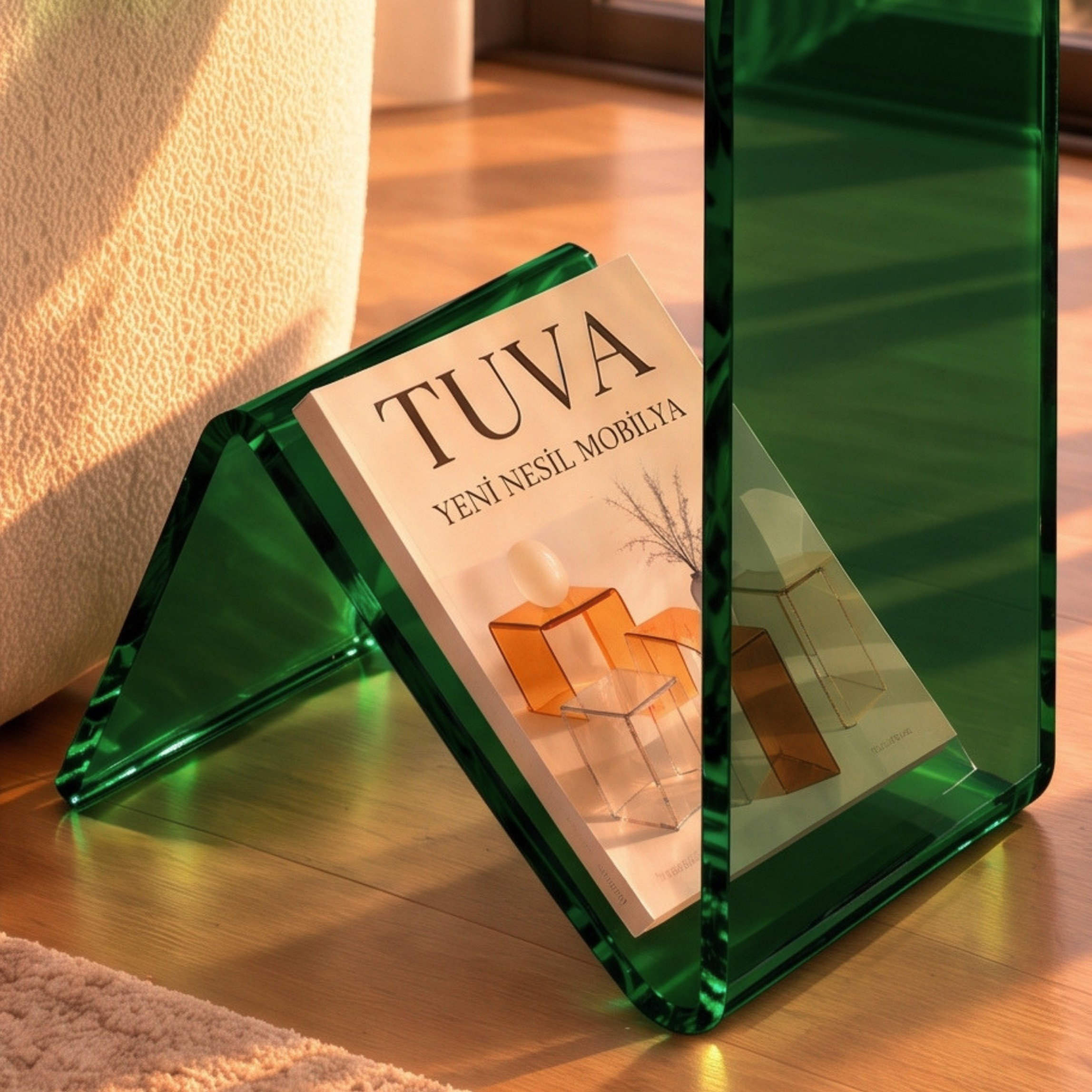 Elan | Tek Parça Bükümlü Şeffaf Akrilik Modern Sehpa | TUVA Collection