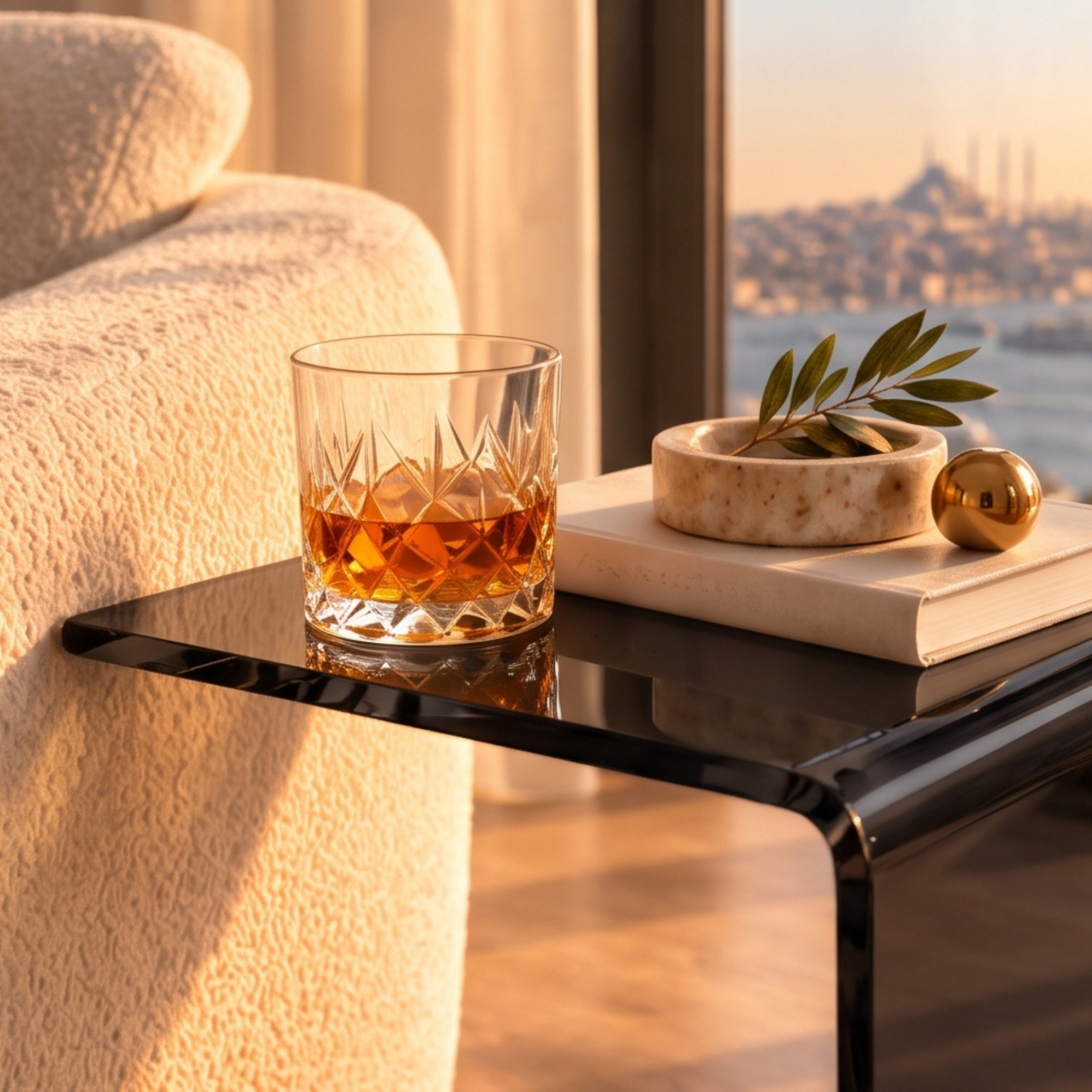 Elan | Tek Parça Bükümlü Şeffaf Akrilik Modern Sehpa | TUVA Collection